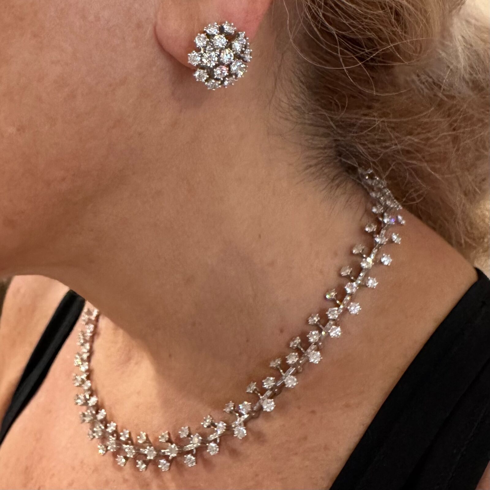 Authentic Tiffany & Co. Platinum Diamond Necklace & Earrings Set - Luxury Jewelry for Women, Perfect for Weddings, Anniversaries & Special Occasions