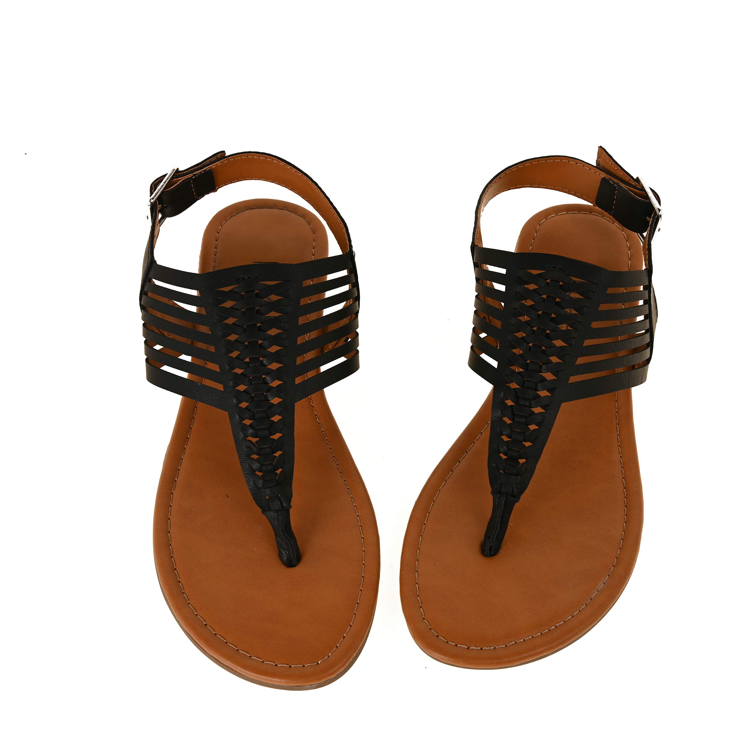 YYYMMM Women's Summer Sandals - Fashionable Anti-Slip Bohemian T-Strap Flip Flops with Buckle Design, Flat Casual Beach Shoes for Ladies (Plus Size Available) | Perfect for Beach Vacations, Poolside Lounging & Summer Outings