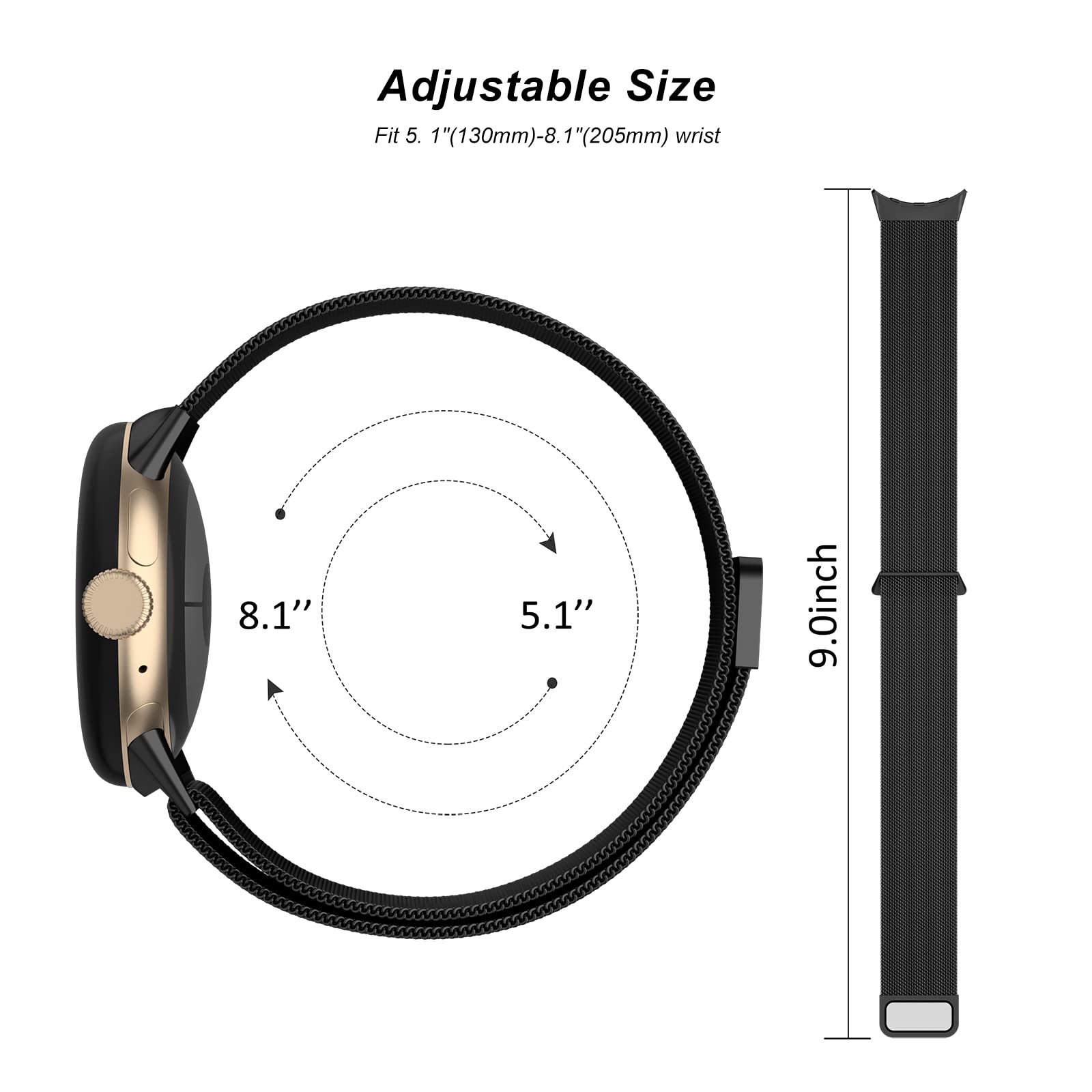 Stainless Steel Band for Google Pixel Watch 1/2/3 41mm - Adjustable Strap for Men & Women - Perfect for Workouts & Daily Wear