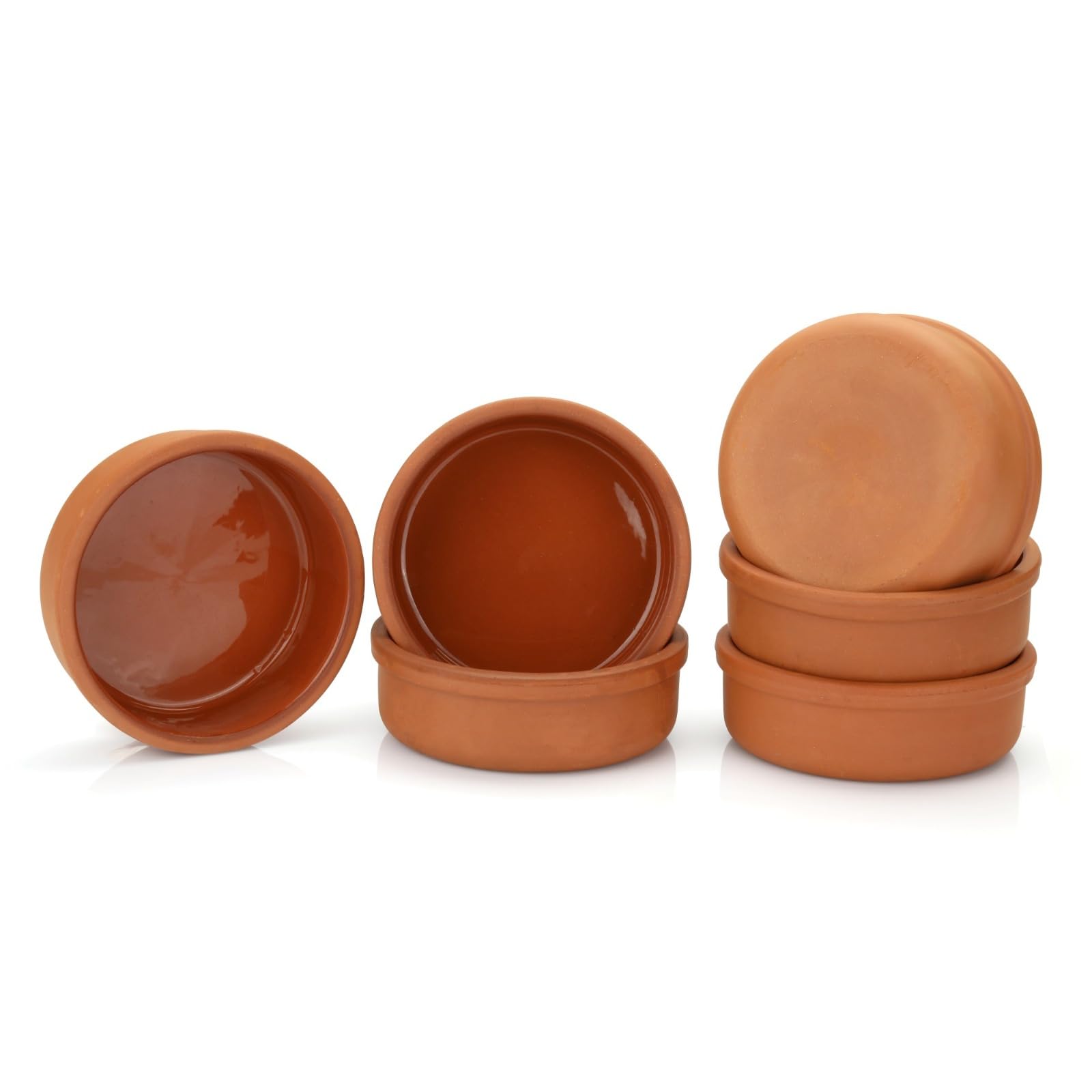 Premium Mexican Clay Cookware Set of 6 - Authentic Terracotta Pots, Bowls & Plates for Baking, Cooking & Serving - Traditional Spanish Earthenware for Yogurt, Kheer, Meat, Vegetables & Turkish Cuisine - Ideal for Slow Cooking, Stews & Authentic Mexican Dishes