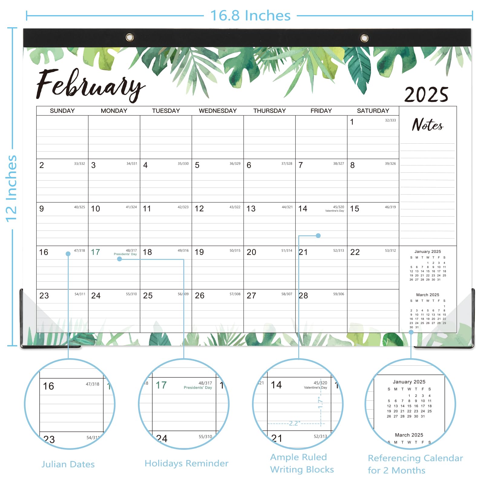 2025 Desk Calendar - Jan 2025 to Dec 2025 | 12-Month Large Monthly Planner | 17
