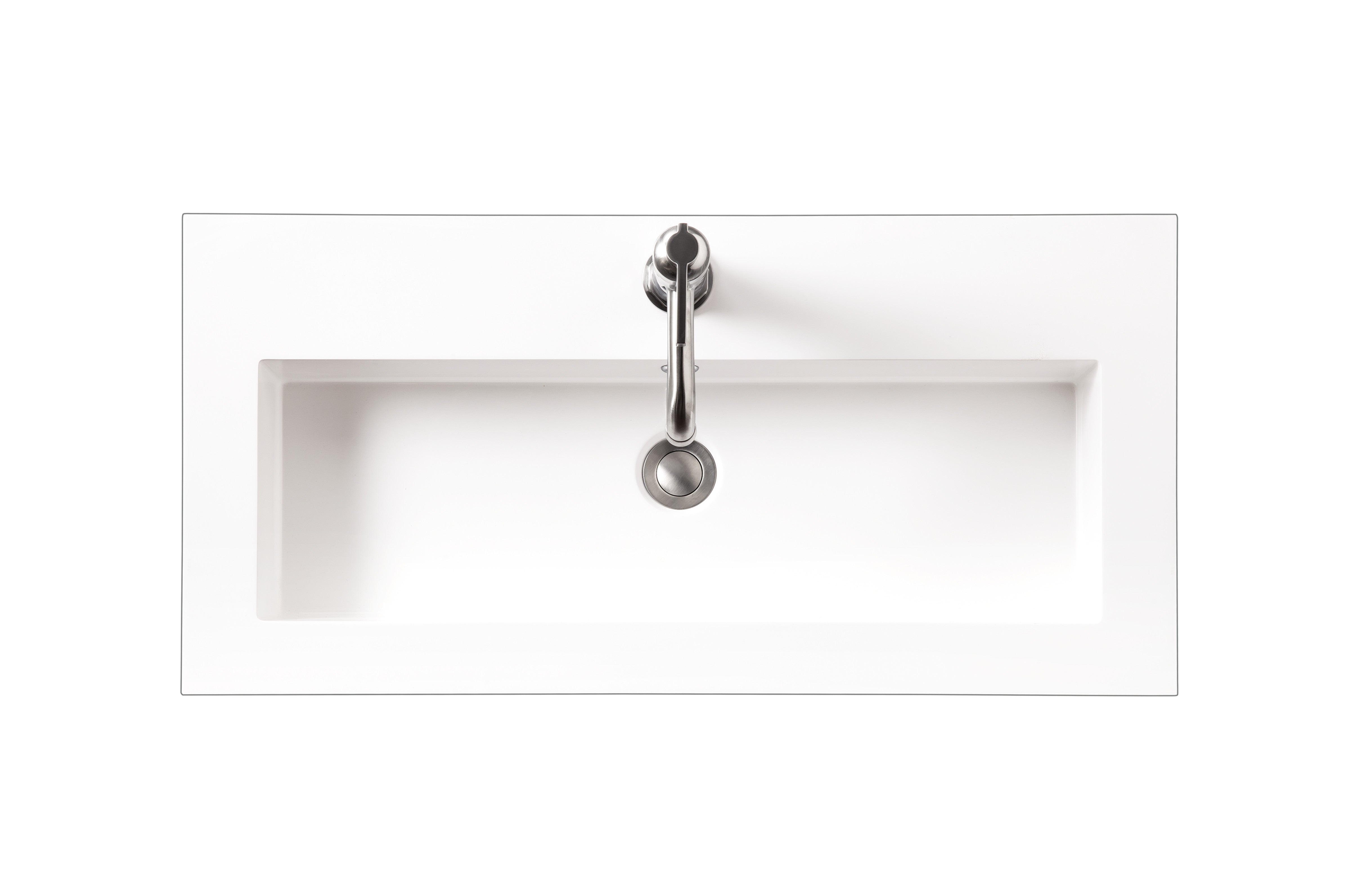 Premium White Glossy Composite Countertop with Sink - 31.5