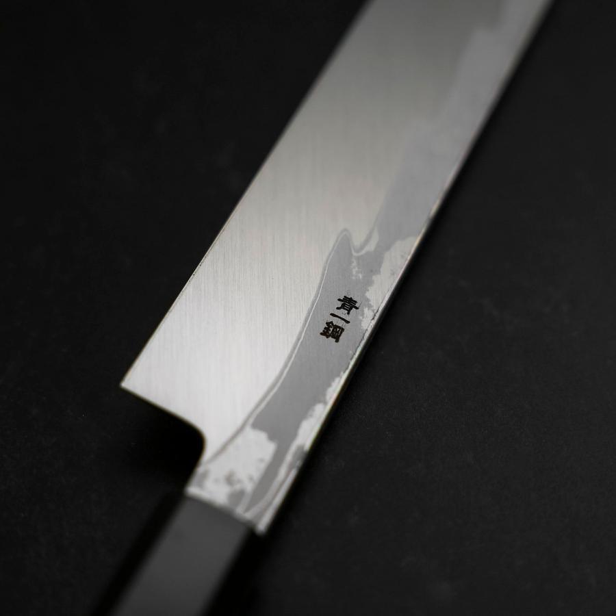 Premium Yanagiba Sushi Knife - Blue Steel #1 Suminagashi Blade with Buffalo Ebony Handle & Sheath (330mm) - Perfect for Sushi Chefs & Japanese Cuisine Lovers