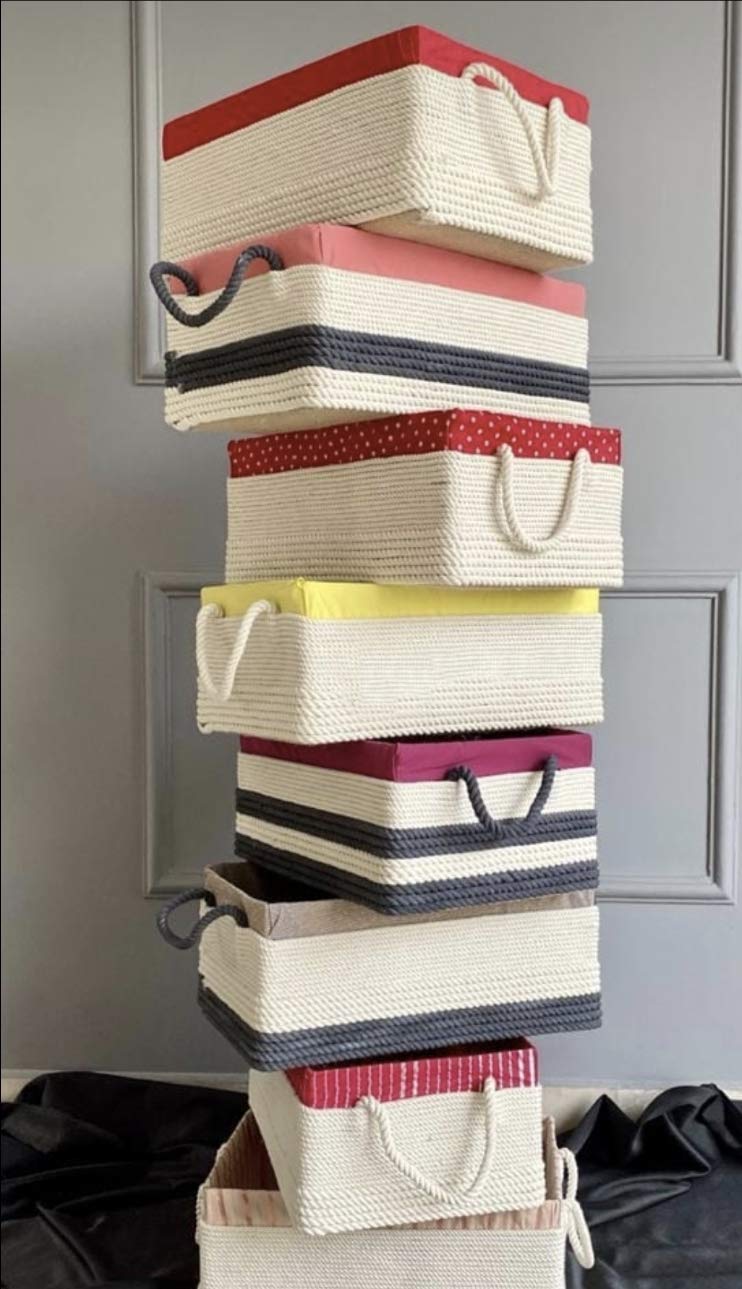 Handmade Jute Rope Baskets Set of 3 (10