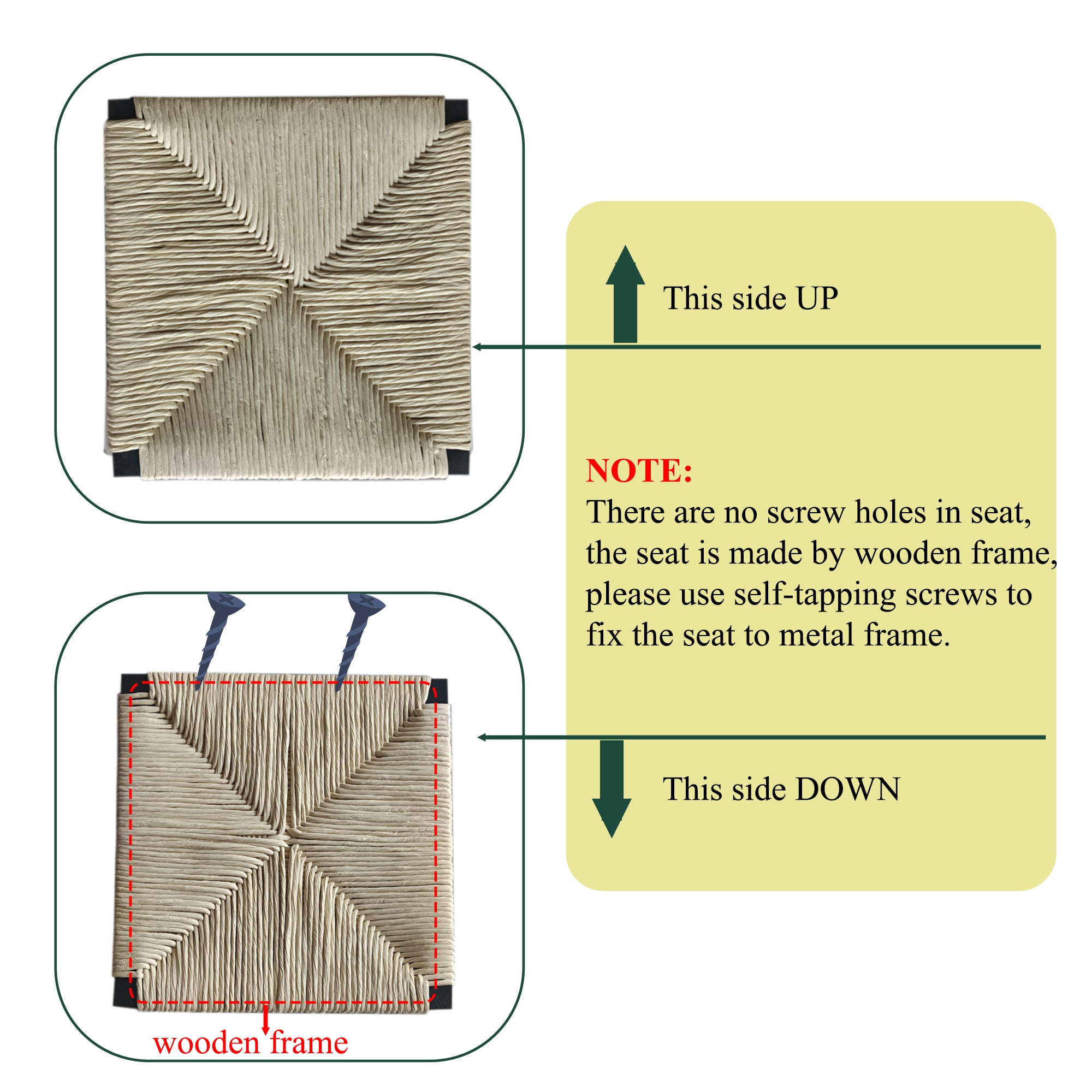 Handwoven Creamy White Paper Rope Bar Stools Set of 2 with Footrest - Natural Woven Counter Height Stools for Kitchen Island, Dining Room, Breakfast Nook & Patio Decor