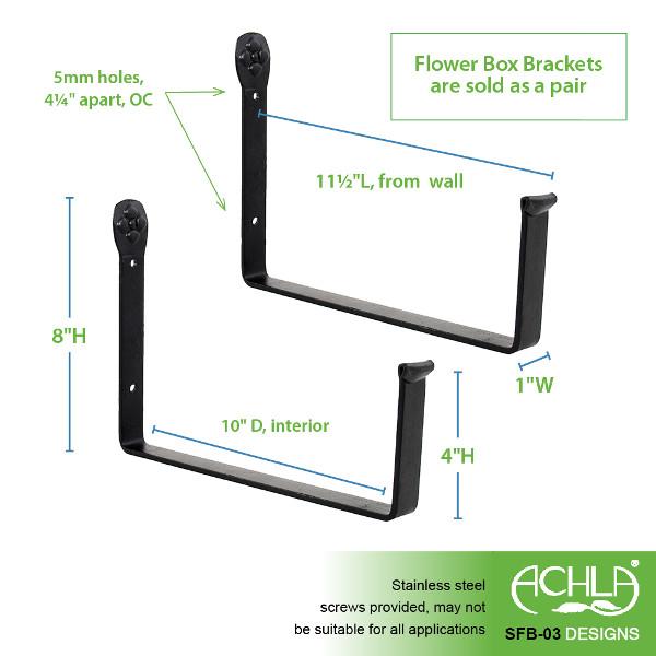 Wall Mount Flower Box Brackets - Heavy Duty Metal Hangers for Outdoor & Indoor Planters - Perfect for Balcony, Garden, and Window Decor