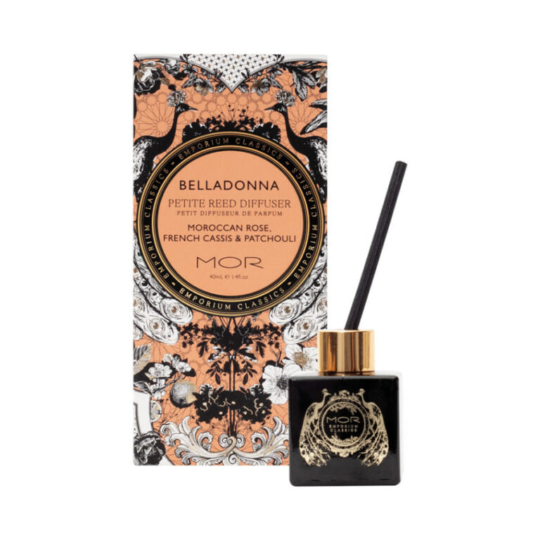 Premium MOR Petite Reed Diffuser in Belladonna Scent - 40ml for Home Fragrance & Aromatherapy - Perfect for Living Room, Bedroom, and Office Decor