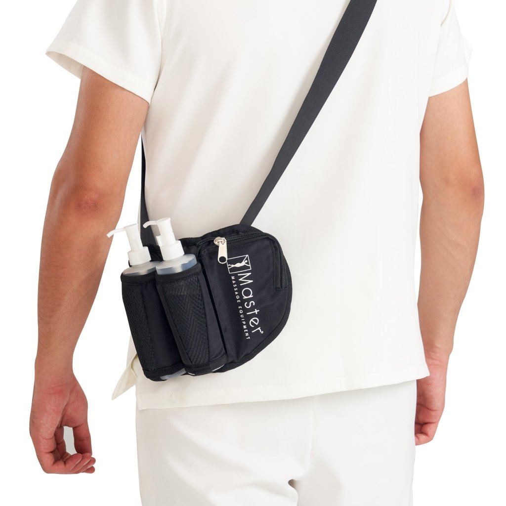 Professional Adjustable Massage Oil Holster Bag with Dual 8oz Refillable Pump Bottles - Perfect for Spa, Massage Therapy & Home Relaxation Use