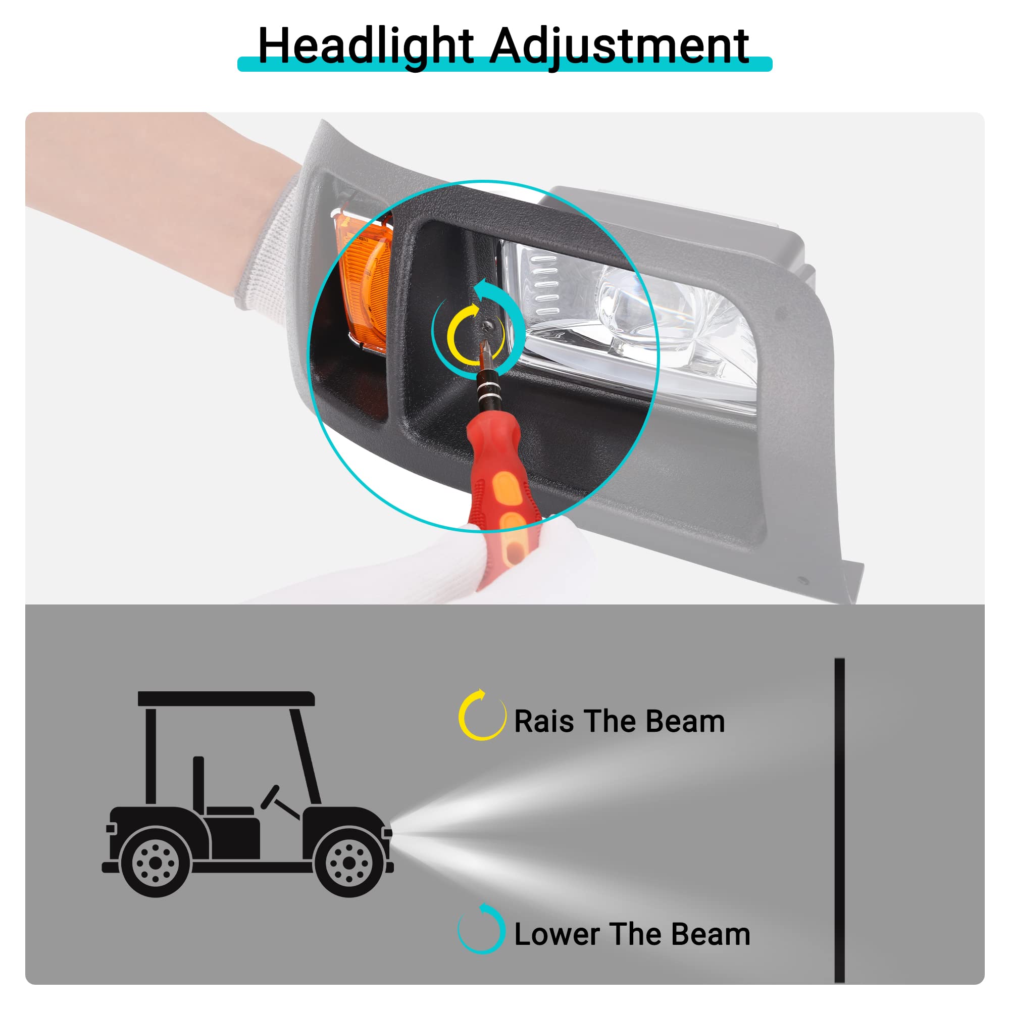 10L0L Deluxe Golf Cart Lights Kit for Yamaha G14/G16/G19/G22 - Built-in DC Converter, RGB Daytime Running Lights, App Control, Music Sync - Perfect for Night Golfing, Club Car Upgrades & Off-Road Adventures