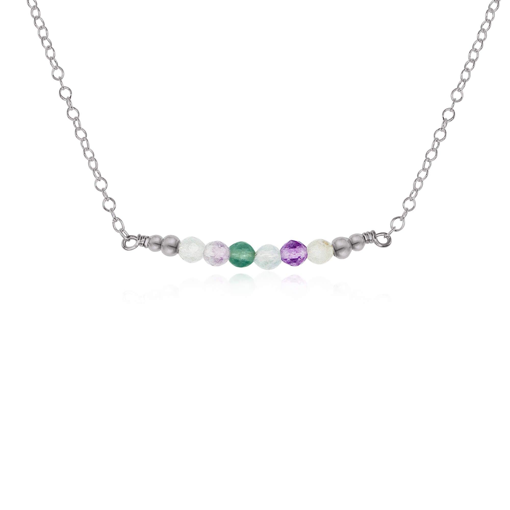 Sparkling Fluorite Faceted Bead Bar Necklace - Healing Crystal Jewelry for Women, Chakra Balancing & Energy Cleansing - Perfect for Meditation, Yoga & Spiritual Gifts