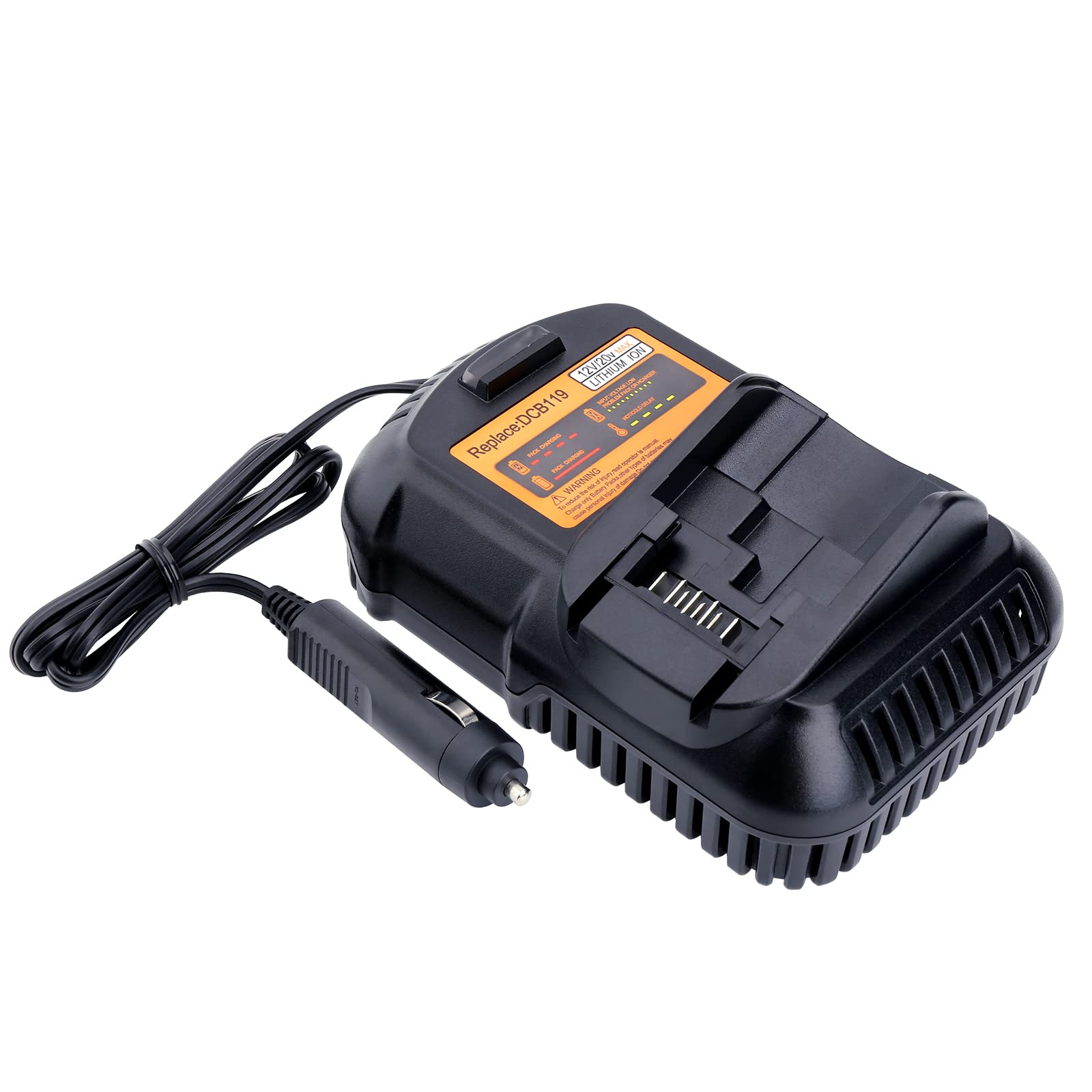 DCB119 12V/20V/60V MAX Lithium Ion Battery Charger - Compatible with DCB203, DCB201, DCB204, DCB206, DCB606, DCB609 & DCB120 - Fast Charging for Power Tools, Electric Vehicles & Outdoor Equipment - Perfect for DIY Projects, Car Maintenance & Camping Power Supply