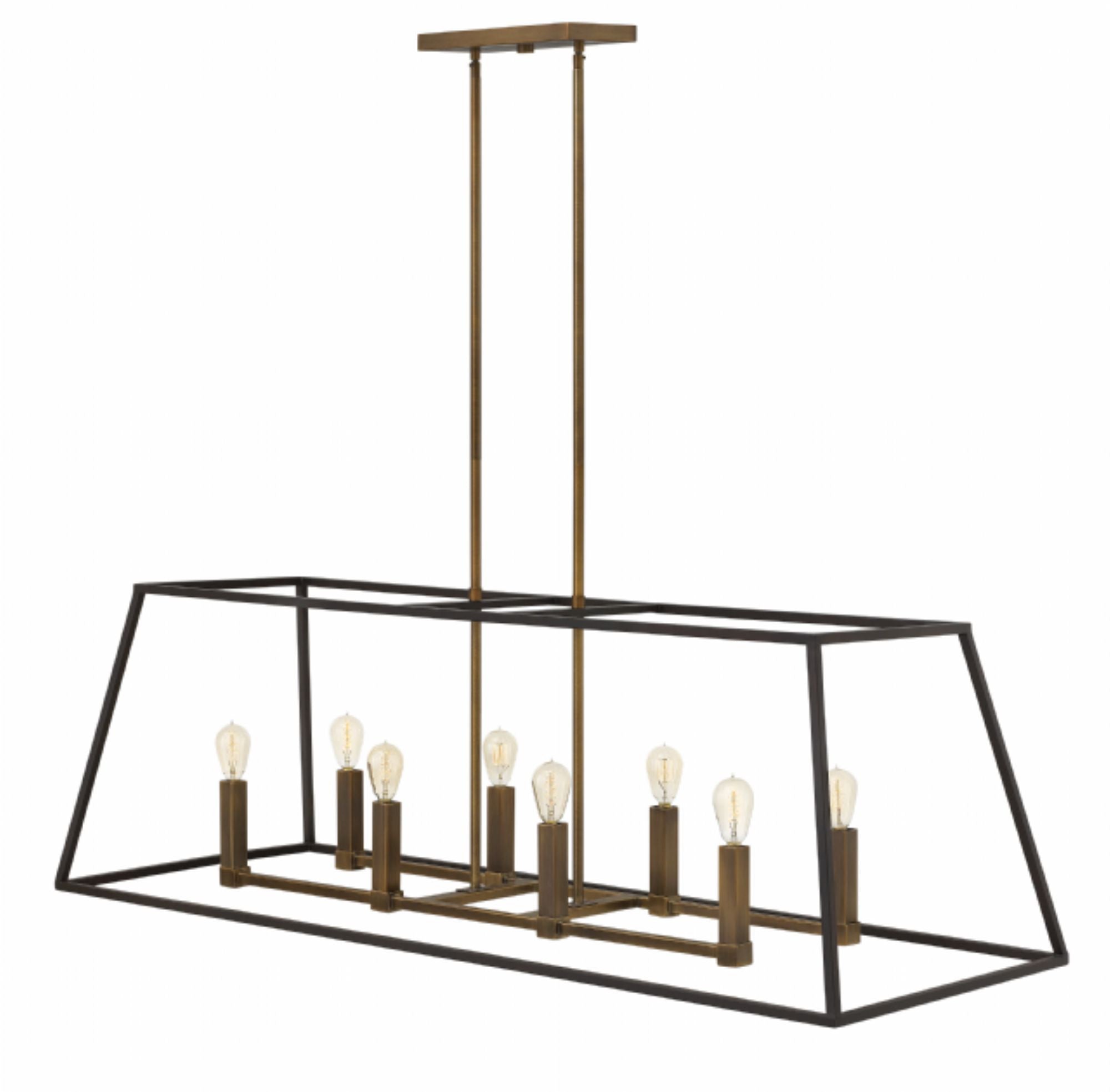 Modern Hila Linear Chandelier - Sleek 6-Light LED Pendant Lighting Fixture for Dining Room, Kitchen Island & Contemporary Home Decor - Dimmable Gold Finish Glass Ceiling Light