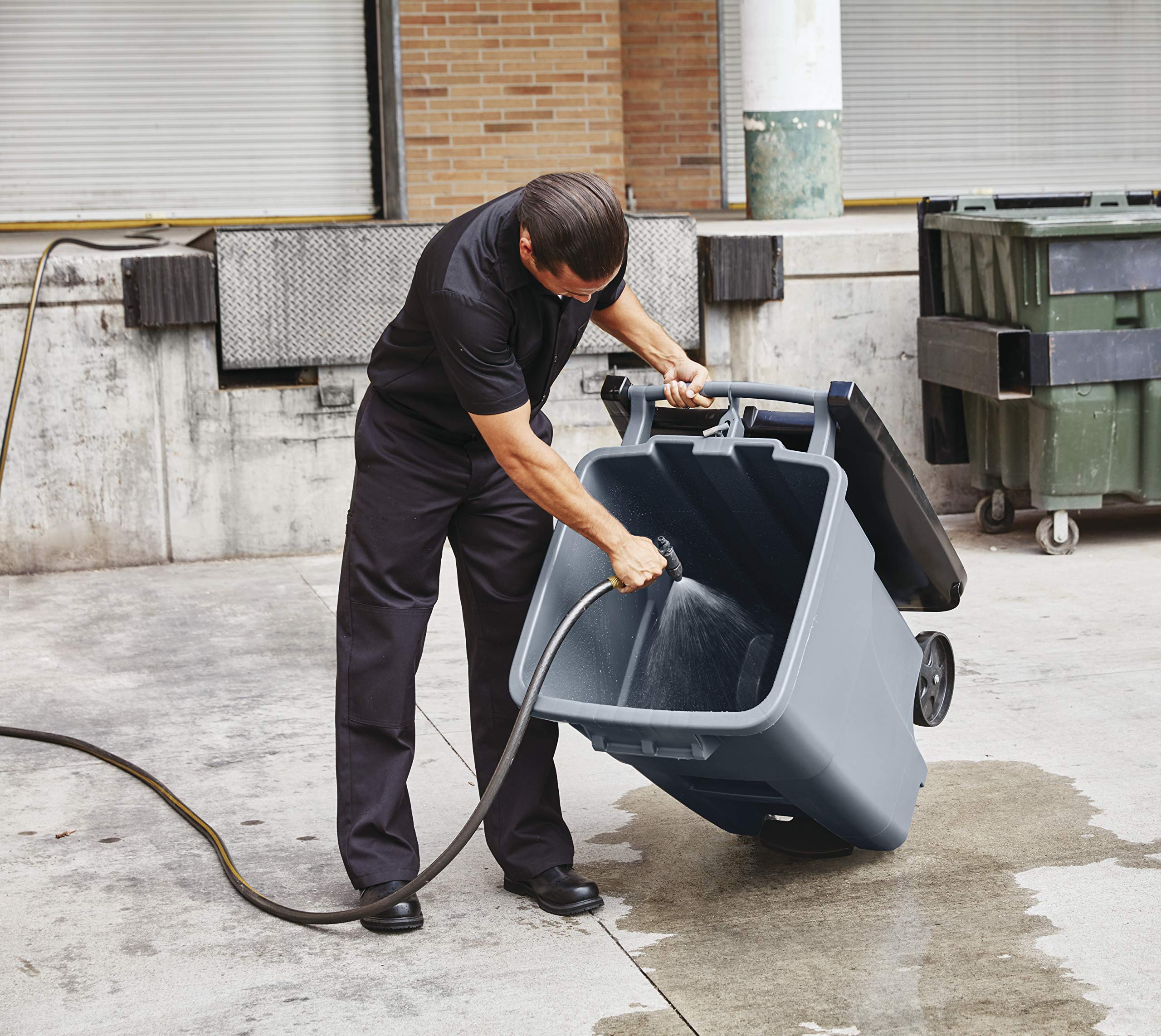 Rubbermaid Commercial Brute 50 Gallon Rollout Trash Can with Wheels - Heavy Duty Garbage Bin for Restaurants, Hospitals, Offices, Warehouses & Home Use - Durable Gray Waste Container for Indoor/Outdoor Cleaning & Waste Management