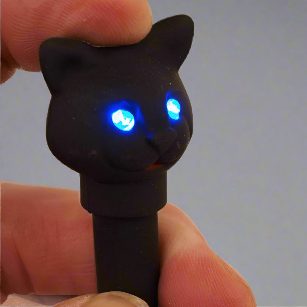 Black Cat LED Pen with Light Up & Sound Effects - Glow in The Dark Rubber Coated Writing Pen for Halloween Party Favors, School Supplies & Office Gifts