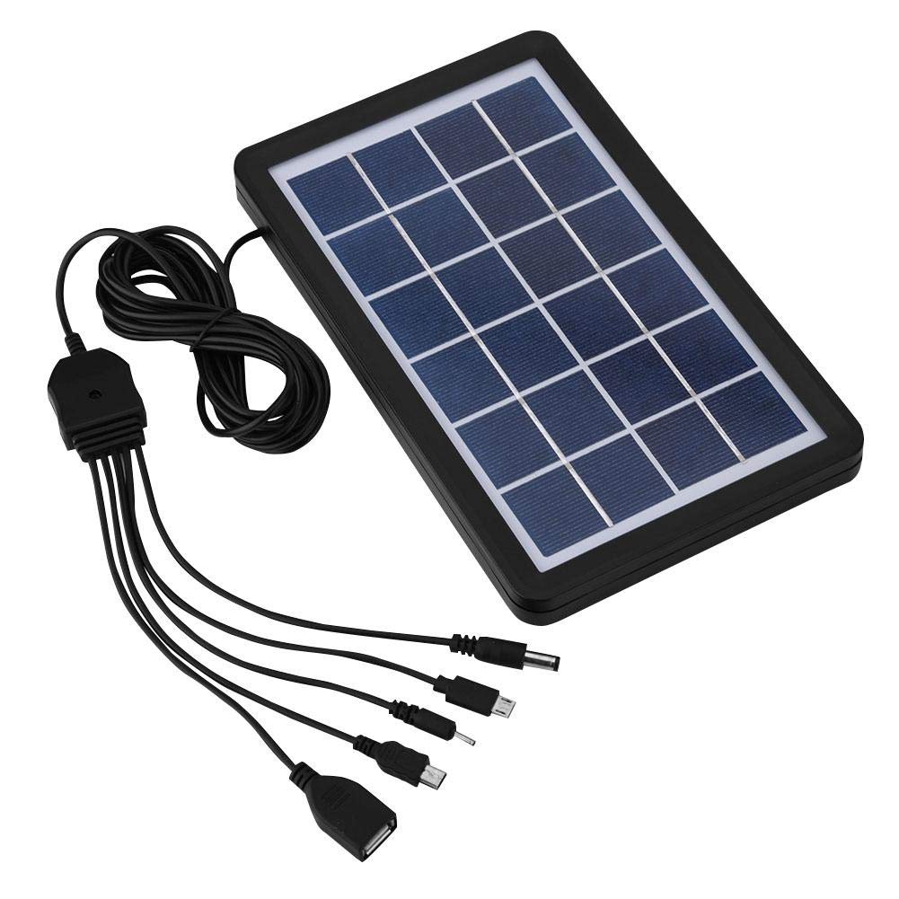 Estink 5-in-1 Solar Charger - Polycrystalline Silicon Solar Panel with USB/Type-C/Micro USB Ports, Waterproof & Transparent Glass Surface - Perfect for Outdoor Camping, Hiking, Emergency Power Backup