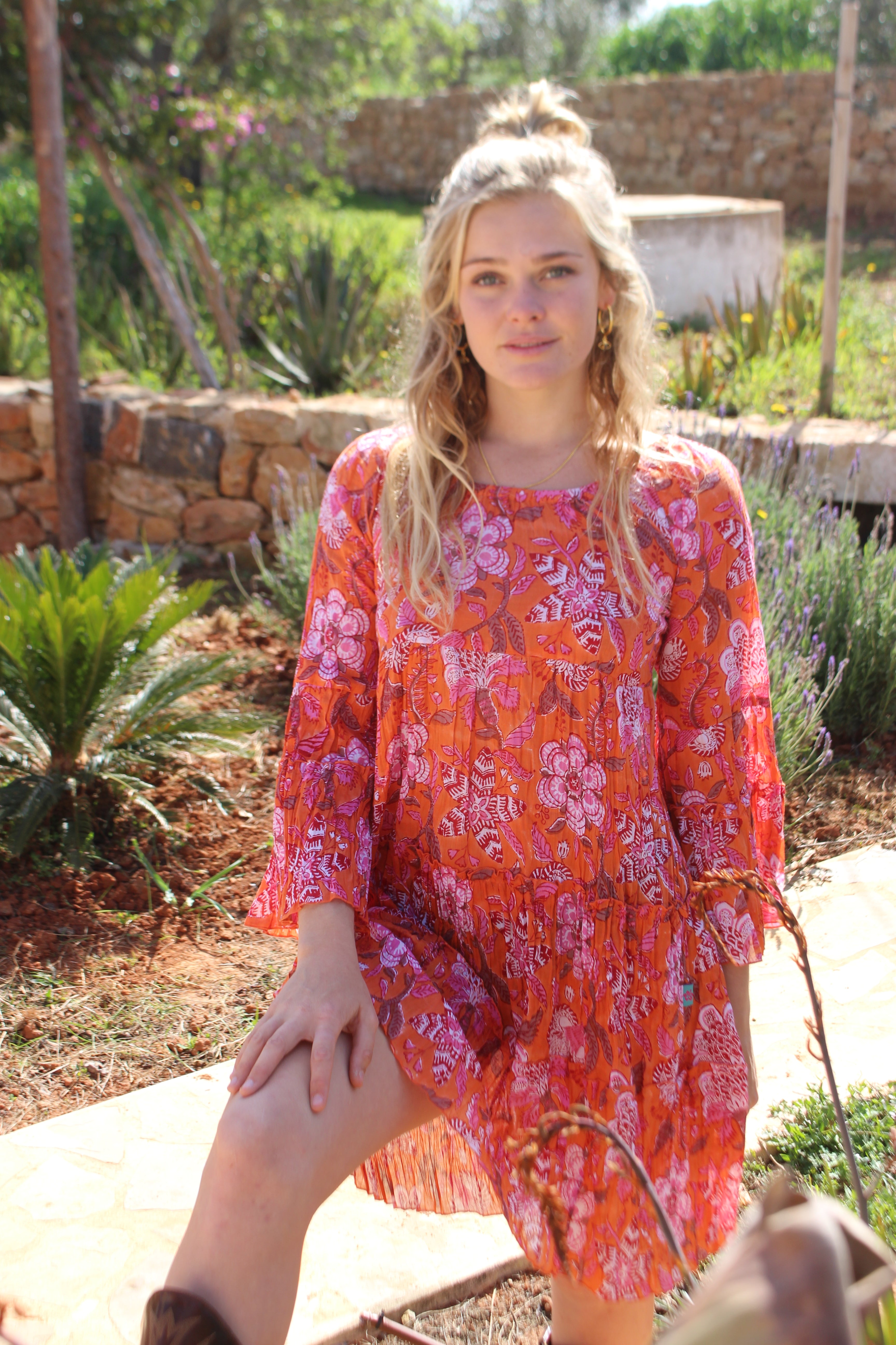 Annabelle Sexy Orange Cotton Dress - Flirty Summer Outfit for Beach Parties & Date Nights