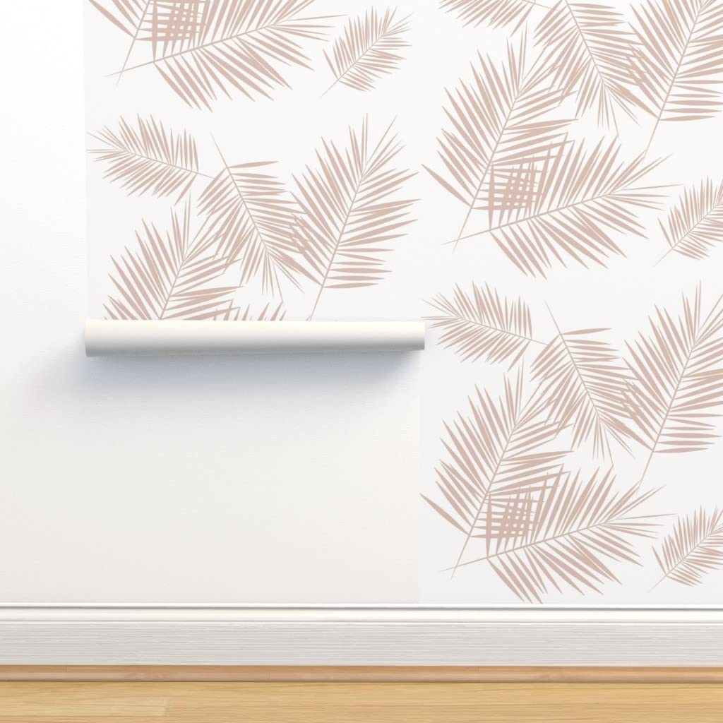 Premium Commercial Grade Wallpaper - 27ft x 2ft Palm Leaf Blush White Tropical Design for Nursery, Kitchen & Home Decor | Waterproof & Peel-and-Stick | Perfect for Baby Girl Room, Summer Vibes & Nature-Themed Interiors