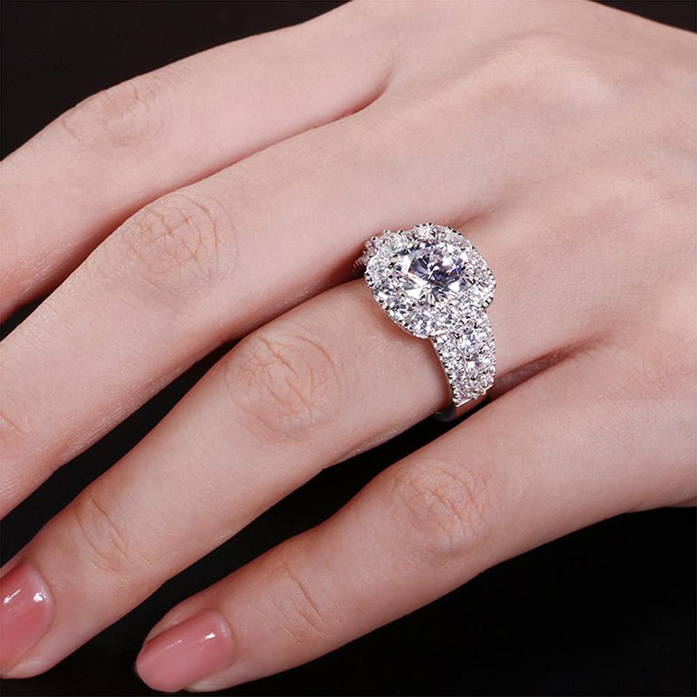Jeulia 3.5 Carat Halo Round Cut Engagement Ring - 925 Sterling Silver CZ Solitaire Wedding Band for Women, Anniversary Promise Ring with Jewelry Gift Box - Perfect for Proposals, Weddings & Romantic Gifts