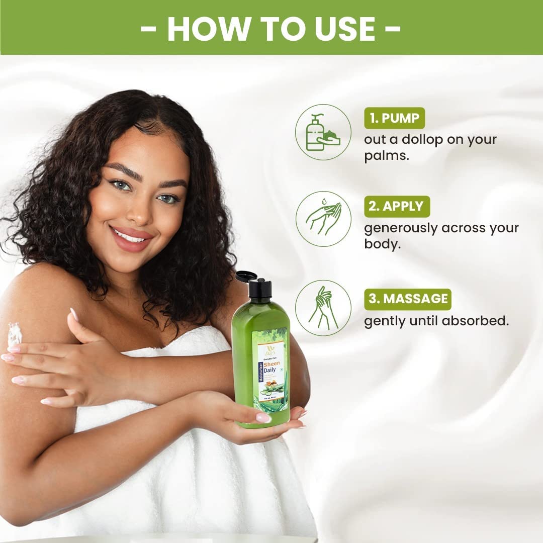 DAY'S Daily Sheen Moisturizer with Aloe Vera, Turmeric & Shea Butter - 500ml Hydrating Lotion for Dry Skin | Pack of 1 | Perfect for Daily Face & Body Care, Post-Shave Relief & Winter Skin Protection