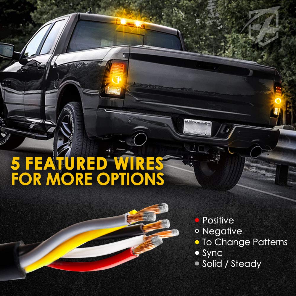 Xprite Amber LED Hideaway Strobe Lights Kit - 4PC Emergency Warning Flashing Lights for Grille, Headlight & Taillight - Ideal for Construction Vehicles, Tow Trucks, ATV, UTV & Cars - Perfect for Roadside Emergencies, Hazard Warnings & Off-Road Safety