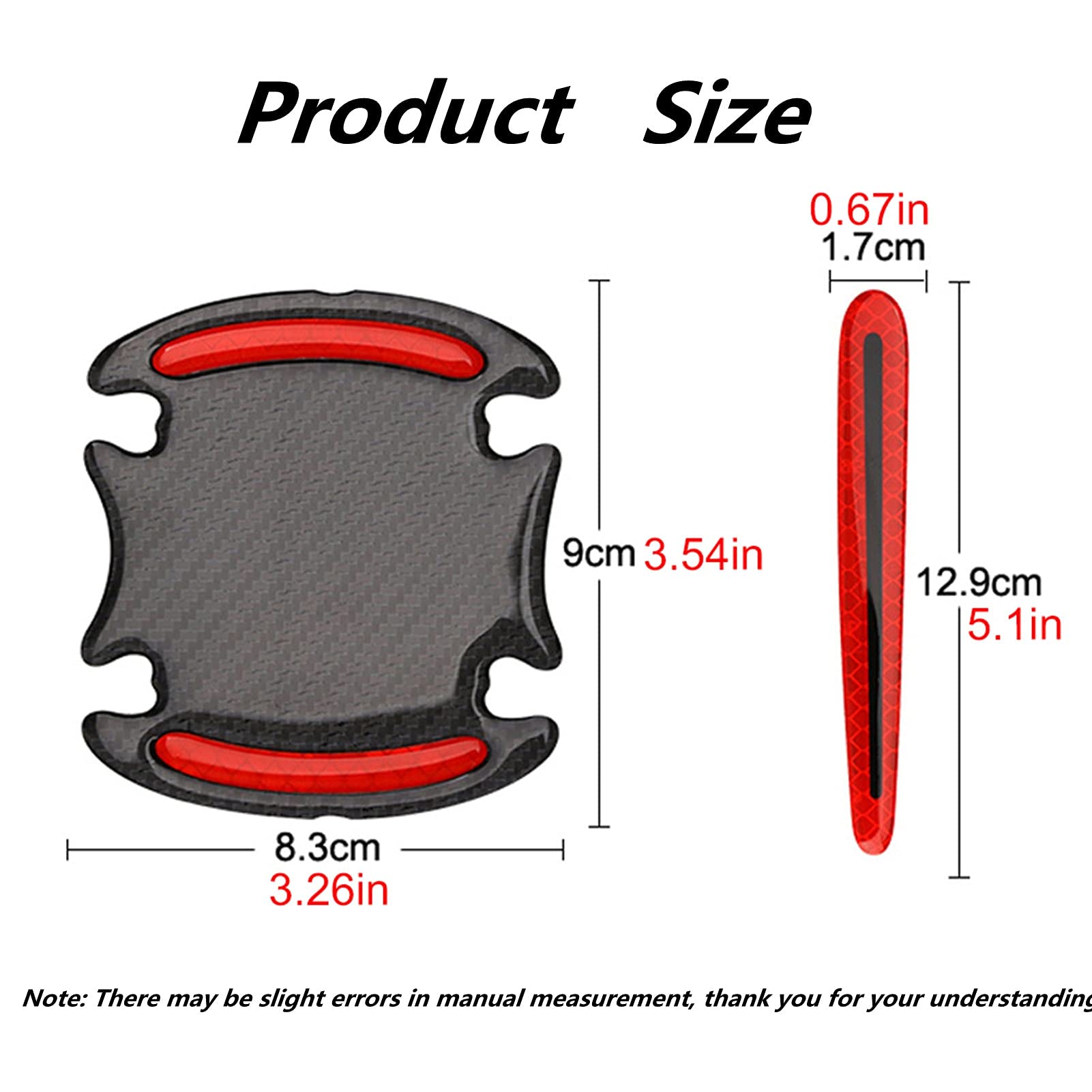 8PCS Carbon Fiber Car Door Handle Protectors - Anti-Scratch Paint Protection Film with Reflective Strips for Enhanced Safety | Durable Exterior Accessories for Cars, SUVs, and Trucks | Perfect for Daily Commuting, Road Trips, and Night Driving