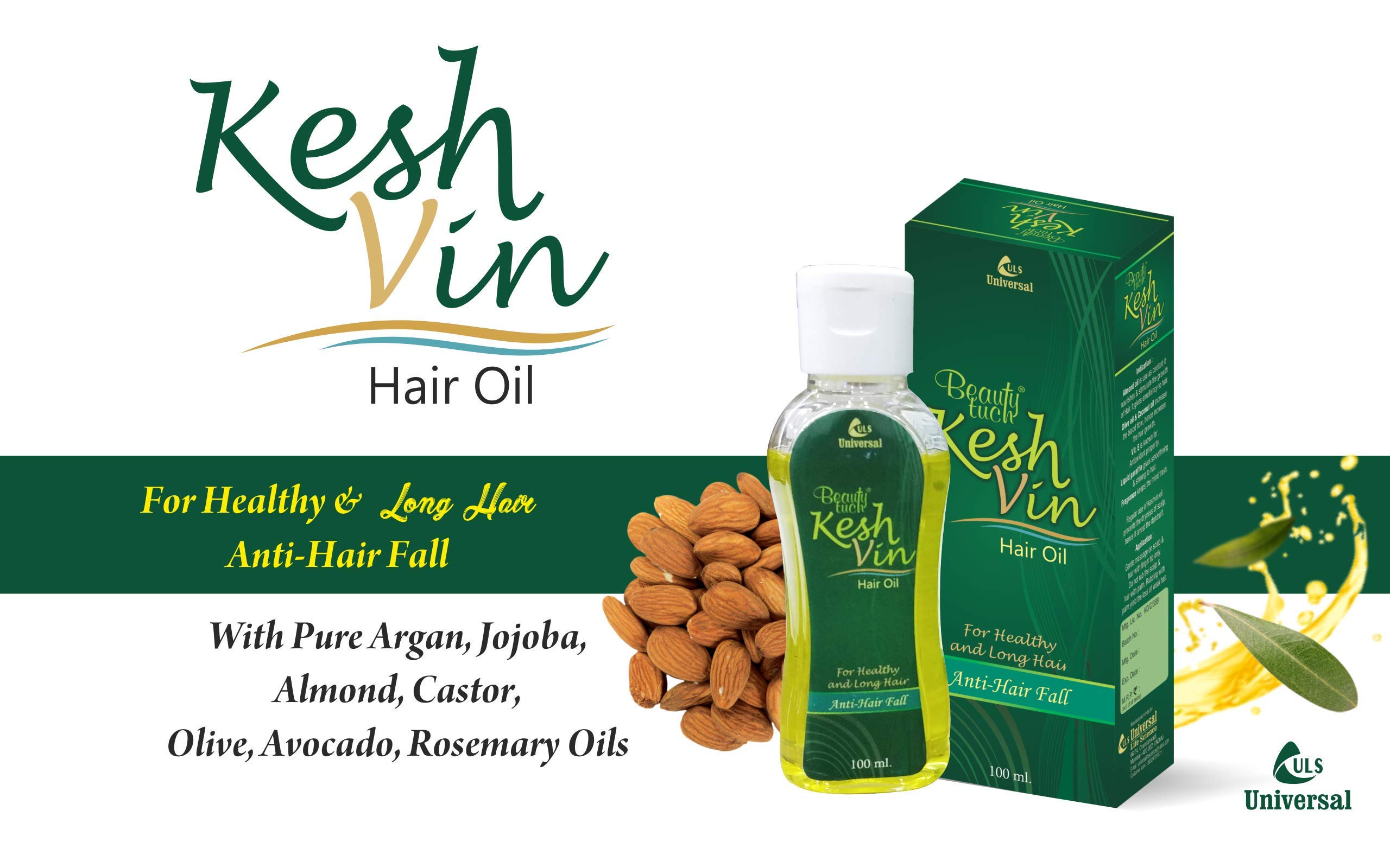 Keshvin Hair Oil (Pack of 2) - Natural Hair Growth Treatment for Dry, Damaged Hair - Perfect for Daily Nourishment & Scalp Care at Home or Salon