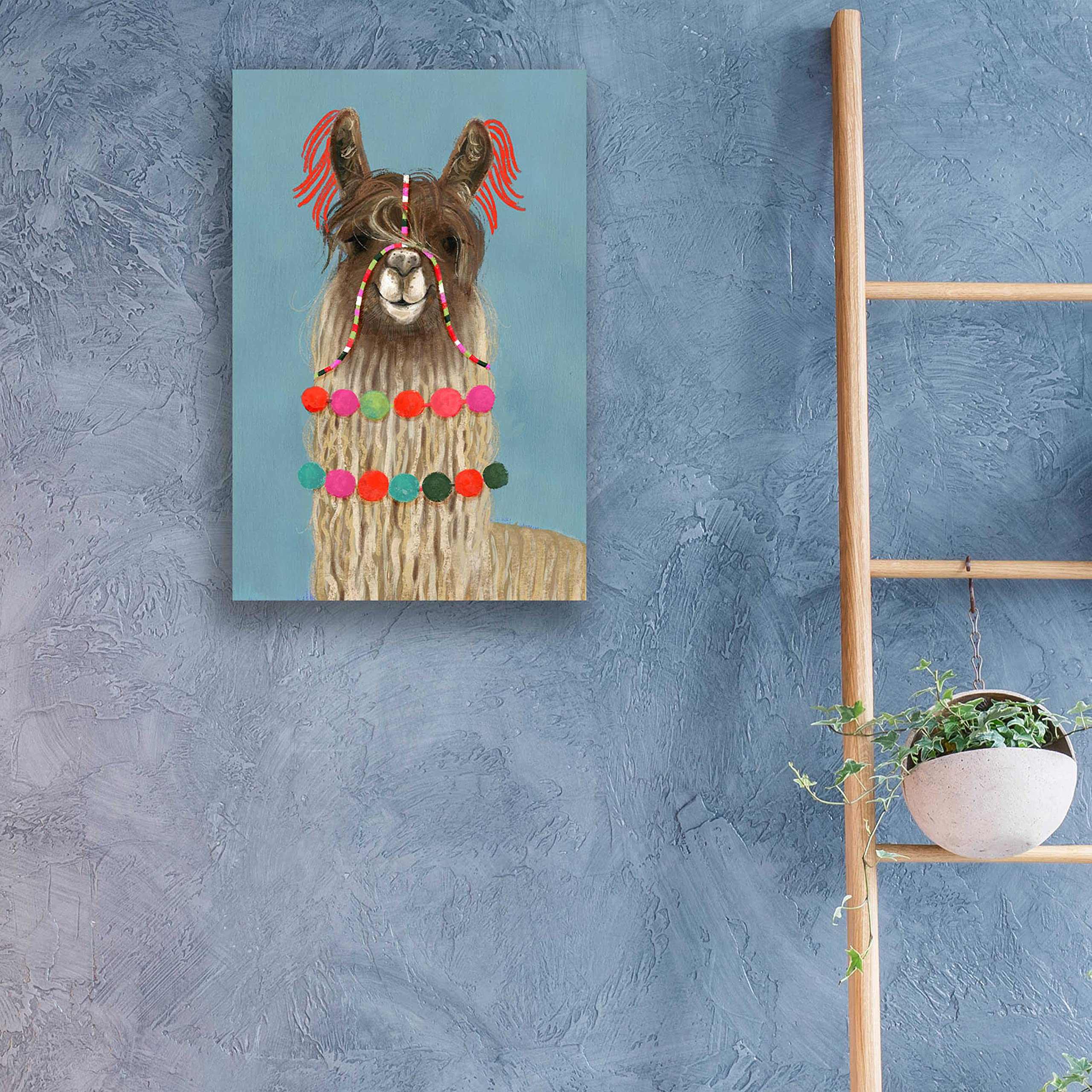 Adorned Llama IV Acrylic Wall Art by Victoria Borges - 16x24 Inch Canvas Painting for Living Room, Bedroom & Office Decor