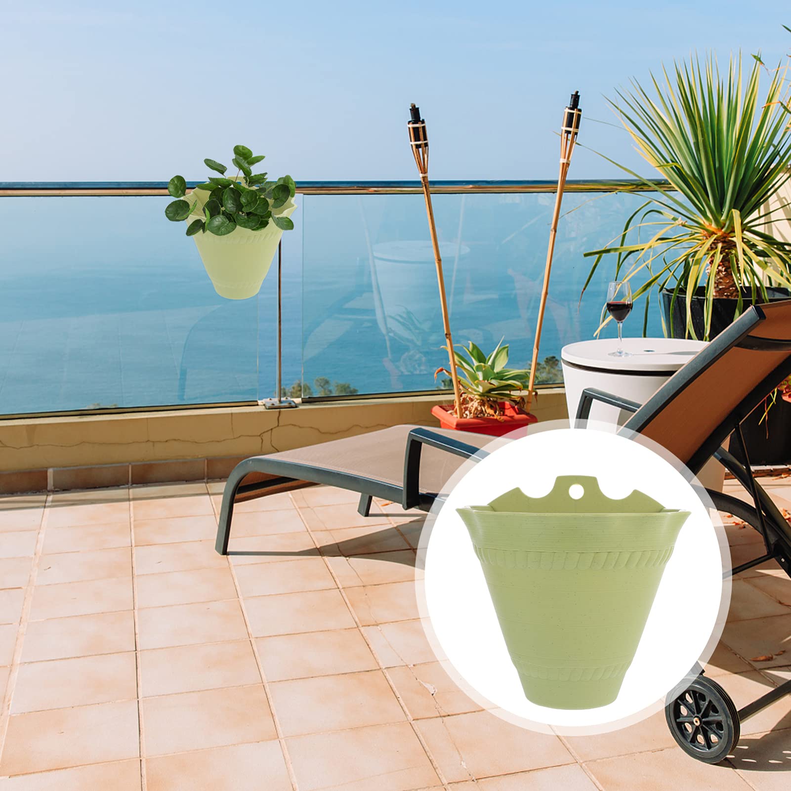 Cabilock 1pc Wall Hanging Planter - Plastic Hanging Vase for Balcony, Railing & Indoor Plants - Resin PP Wick Pot for Orchids, Succulents & Herbs - Perfect for Home Decor, Garden & Small Space Gardening