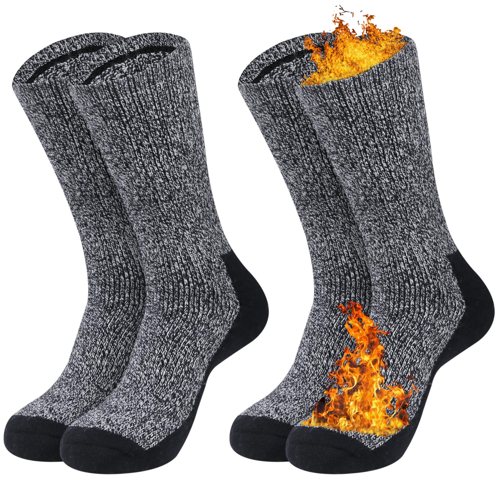 Loritta 2 Pack Merino Wool Socks for Men - Winter Warm Thermal Socks, Cold Weather Hiking & Outdoor Activities, Breathable Moisture-Wicking Comfort for Daily Wear