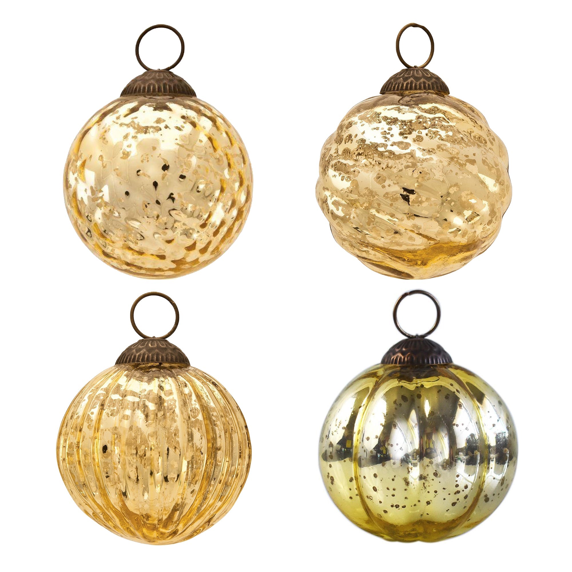 4 Pack Gold Vintage Elegance Christmas Ornaments Set - Elegant Holiday Decor for Tree, Home, Party & Special Occasions | Perfect Gift Idea for Christmas & Festive Celebrations