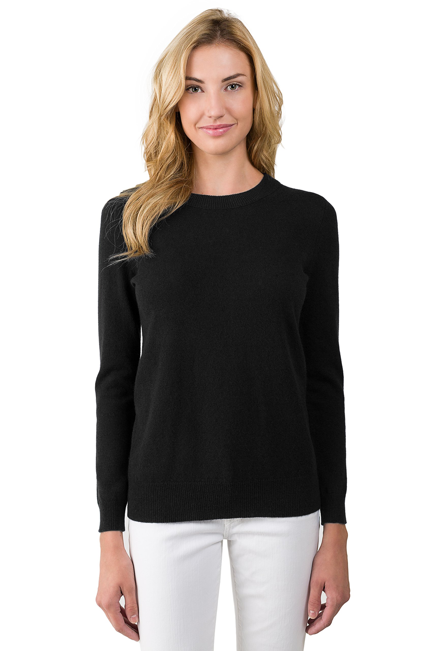 JENNIE LIU Women's 100% Pure Cashmere Sweater - Soft Long Sleeve Crewneck Pullover for Winter, Fall & Office Wear | Cozy & Elegant Knit Top for Casual Outfits & Layering