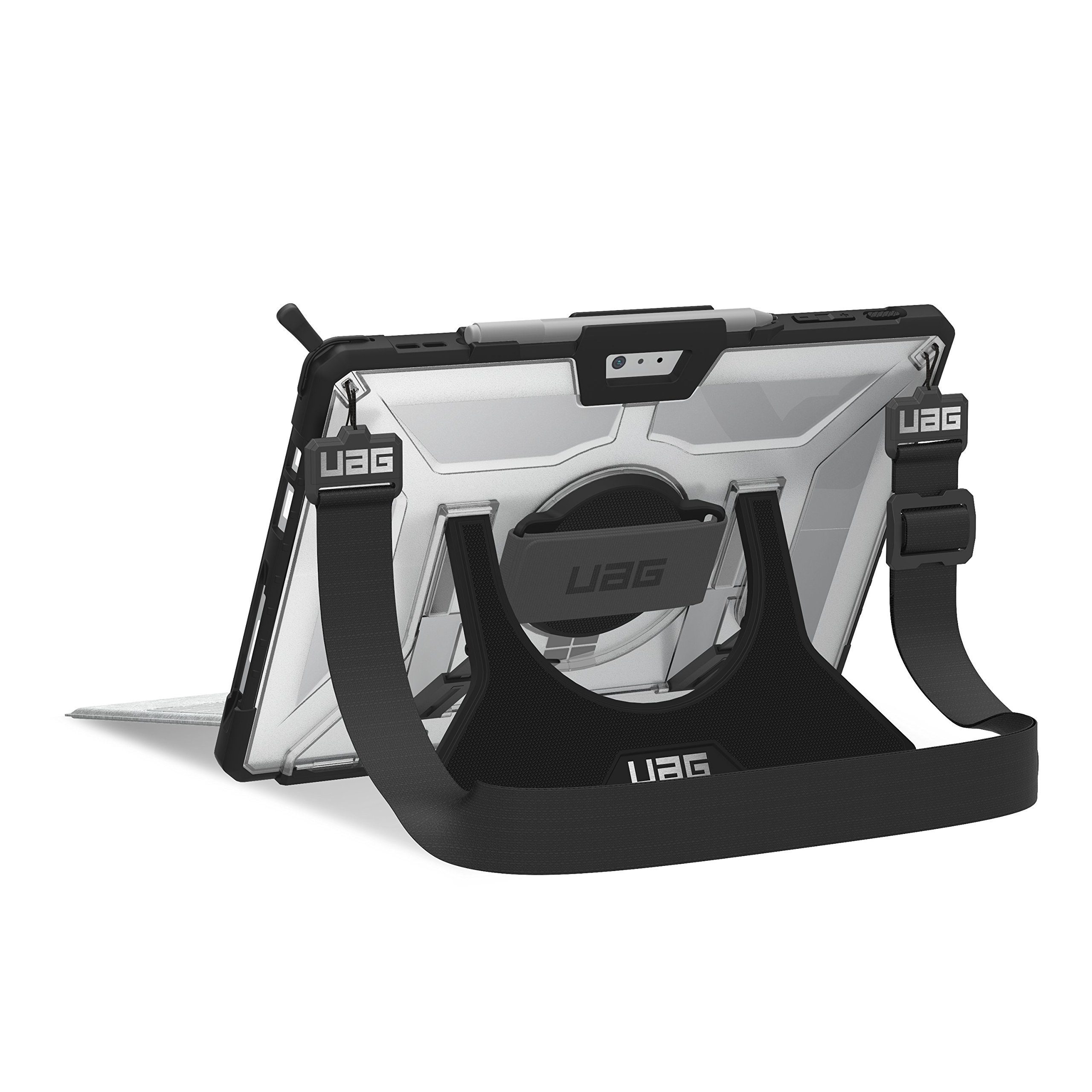 URBAN ARMOR GEAR UAG Military Drop Tested Rugged Case for Microsoft Surface Pro 7 Plus/7/6/5th Gen (2017)/4 - Plasma Series with Hand Strap & Shoulder Strap [Ice] - Perfect for Travel, Business & Outdoor Adventures