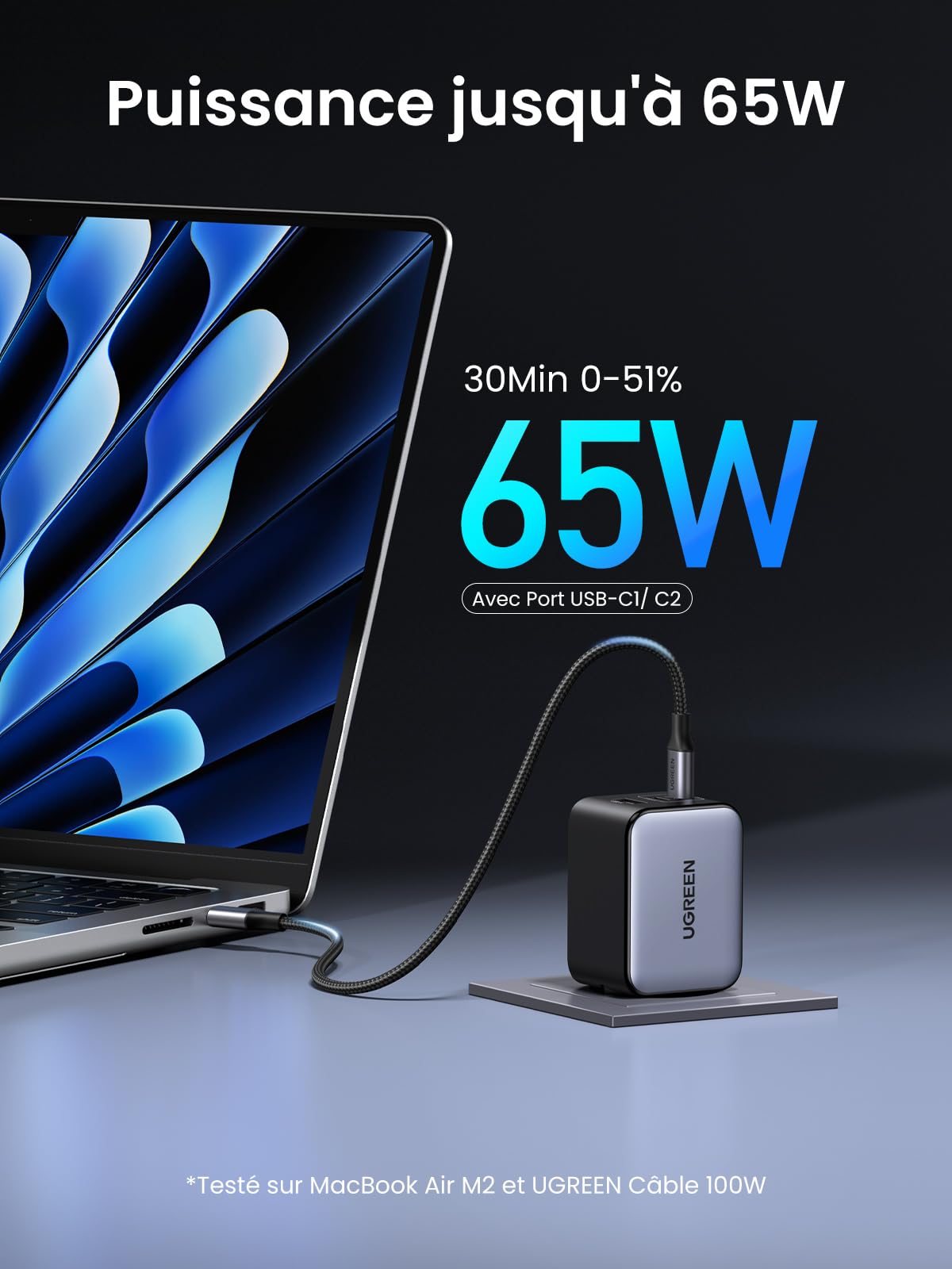 UGREEN Nexode X 65W GaN Fast Charger with 3 Ports - USB C PD Charger for iPhone 16/15/14/13/12/11, Galaxy S24/S23/S22 Ultra, Pixel, iPad, MacBook Air/Pro M3/M2/M1 - Compact Travel Charger for Home, Office & On-the-Go