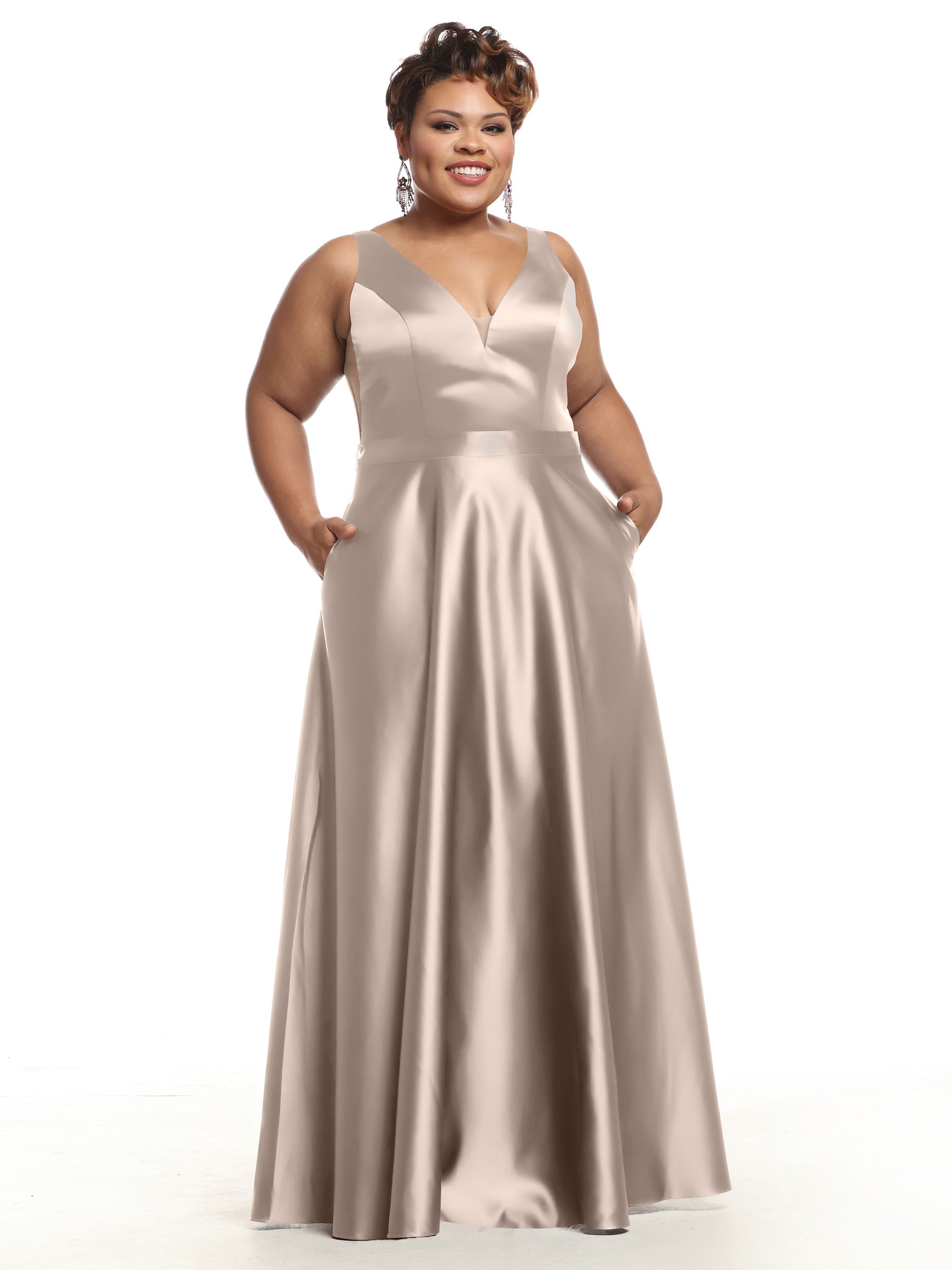 Elegant 80118 Satin A-Line Bridesmaid Dress with V-Neck & Waist Sash - Perfect for Weddings, Formal Events & Special Occasions