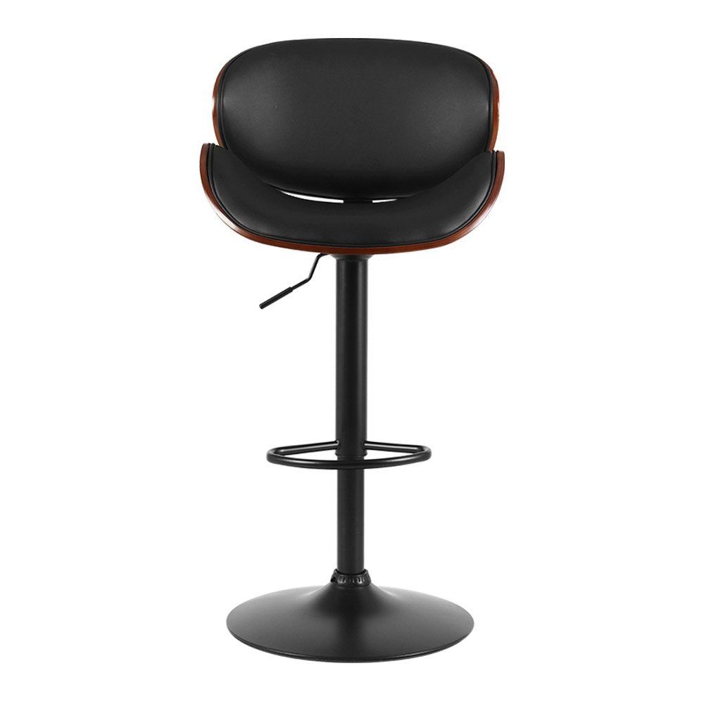 Artiss 2-Pack Black Leather Swivel Bar Stools with Gas Lift - Adjustable Height Kitchen Counter Stools for Dining Room, Bar & Breakfast Nook
