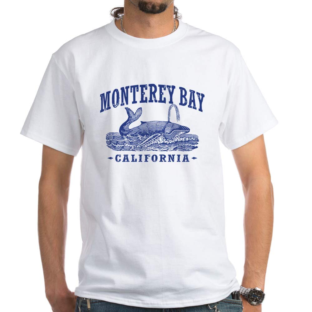Monterey Bay White Cotton T-Shirt for Men & Women - Soft Breathable Casual Tee for Beach, Travel & Everyday Wear
