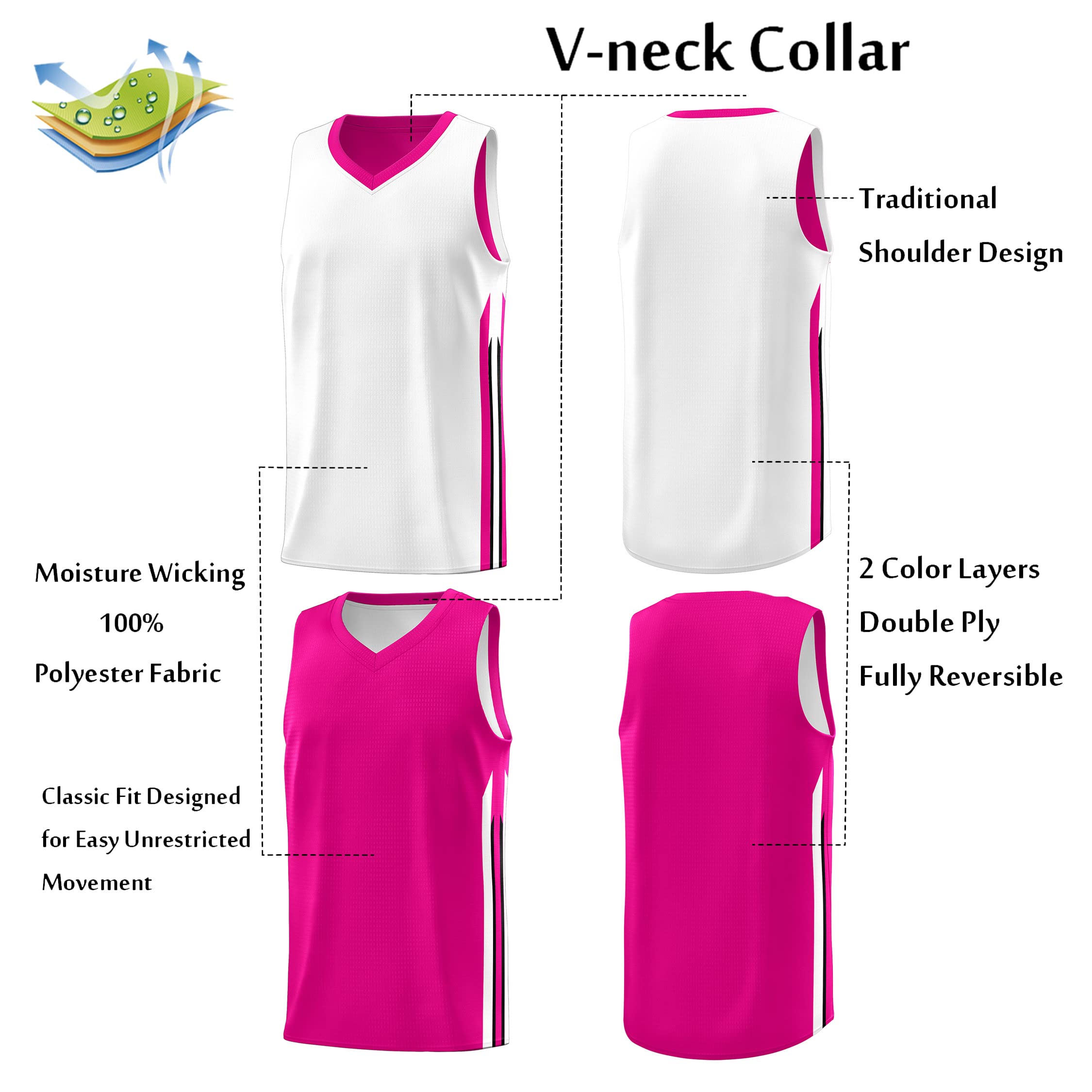 Men's Reversible Basketball Jersey - Team Uniform for Sports & Hip Hop