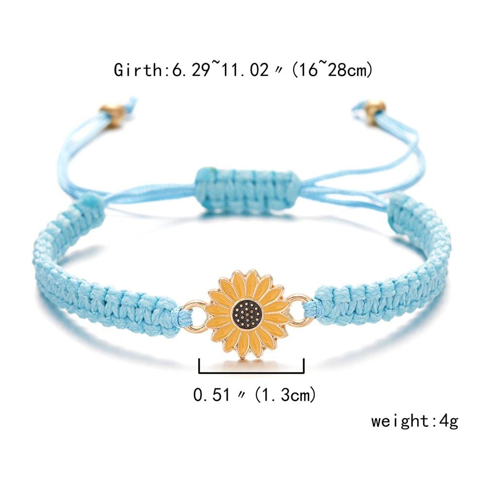 Adjustable Sunflower Charm Bracelet - Handmade Boho Daisy Friendship Bracelet for Women, Couples & Friends | Summer Jewelry Gift for Her, Matching Promise Bracelet for Best Friends, Outdoor & Festival Wear