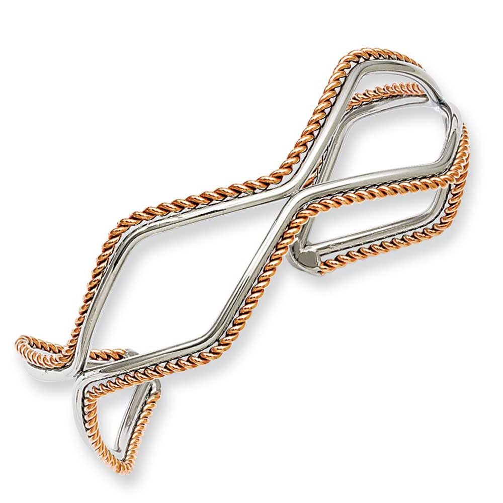 Stainless Steel Rose Gold IP Plated Textured Cuff Bangle Bracelet for Women - Elegant Jewelry Gift for Anniversary, Wedding & Special Occasions