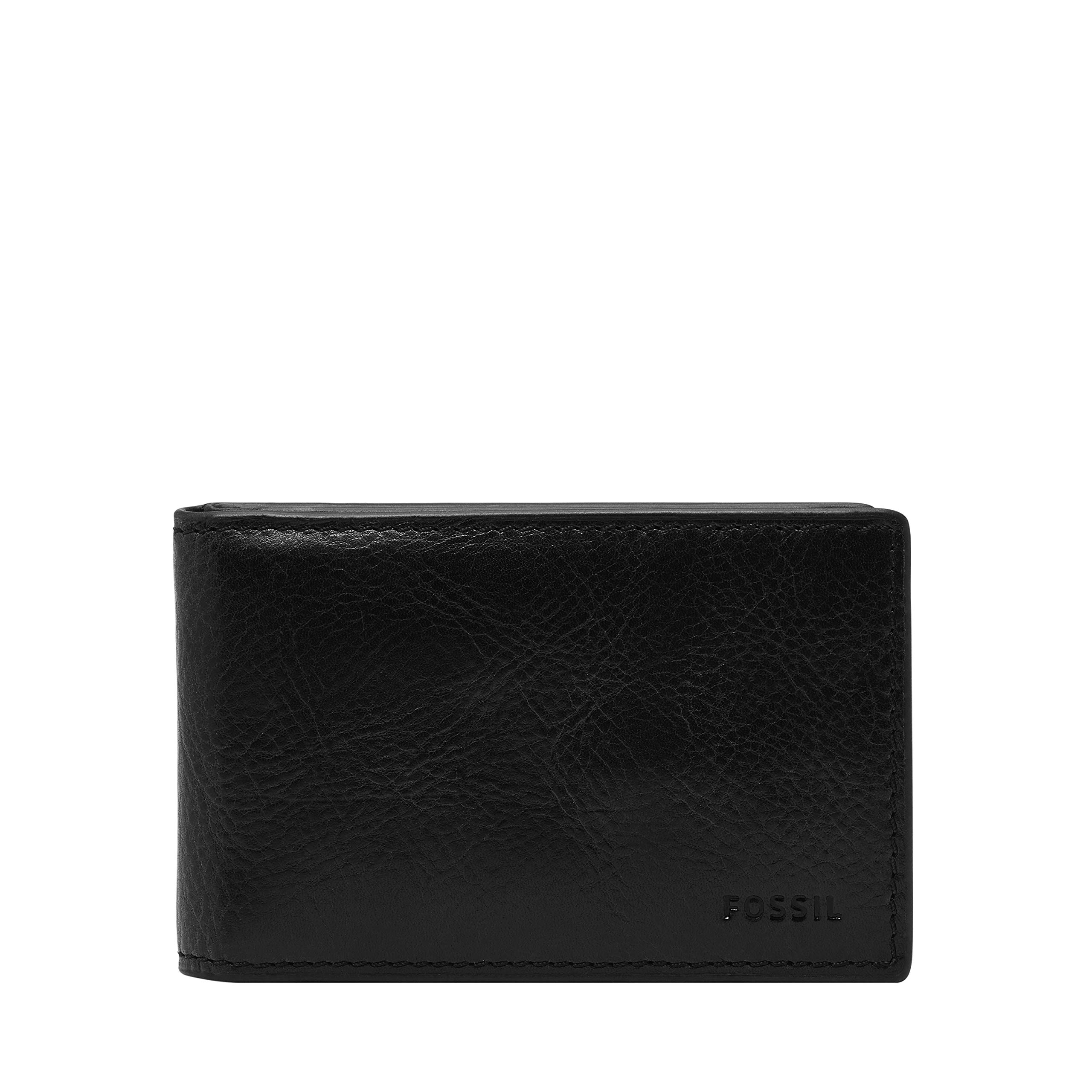 Fossil Men's Genuine Leather Slim Minimalist Money Clip Bifold Wallet - RFID Blocking Front Pocket Wallet for Men - Perfect for Everyday Carry, Travel & Business (Black)