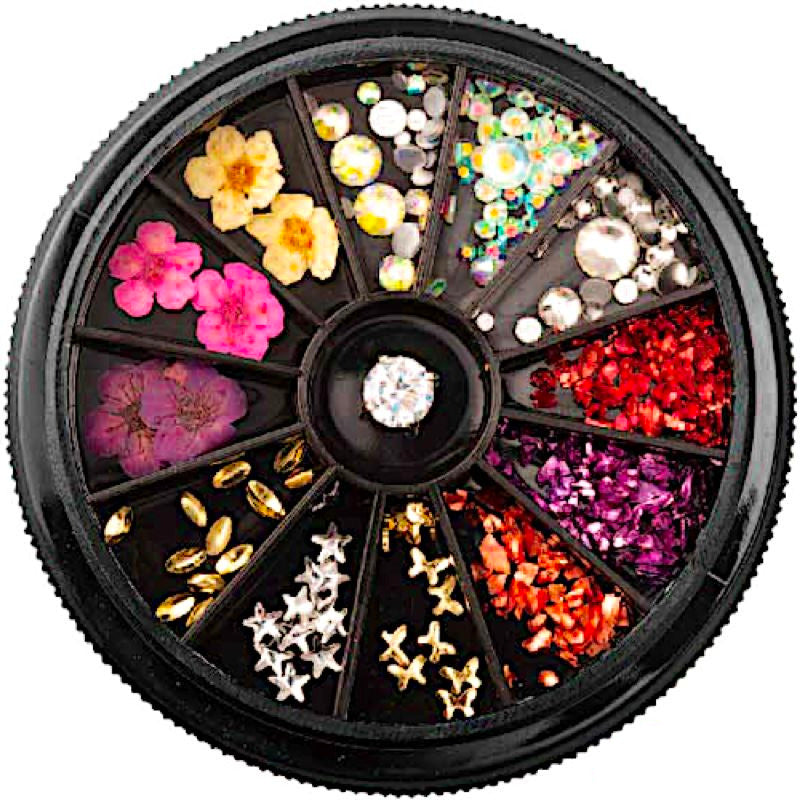 Mixed Nail Art Decoration Wheels - 12PCS Nail Design Accessories Kit for DIY Manicure, Salon & Home Use | Perfect for Nail Artists, Beginners & Professional Nail Technicians | Great for Parties, Weddings & Special Occasions