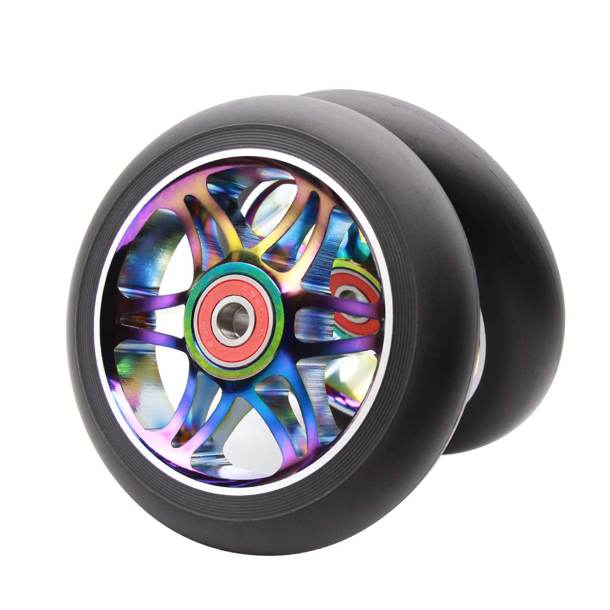 Z-FIRST 2Pcs 110mm Pro Scooter Wheels with ABEC 9 Bearings - Replacement Wheels for MGP/Razor/Lucky Envy/Vokul Scooters - Durable & Smooth Ride for Street Tricks & Park Stunts
