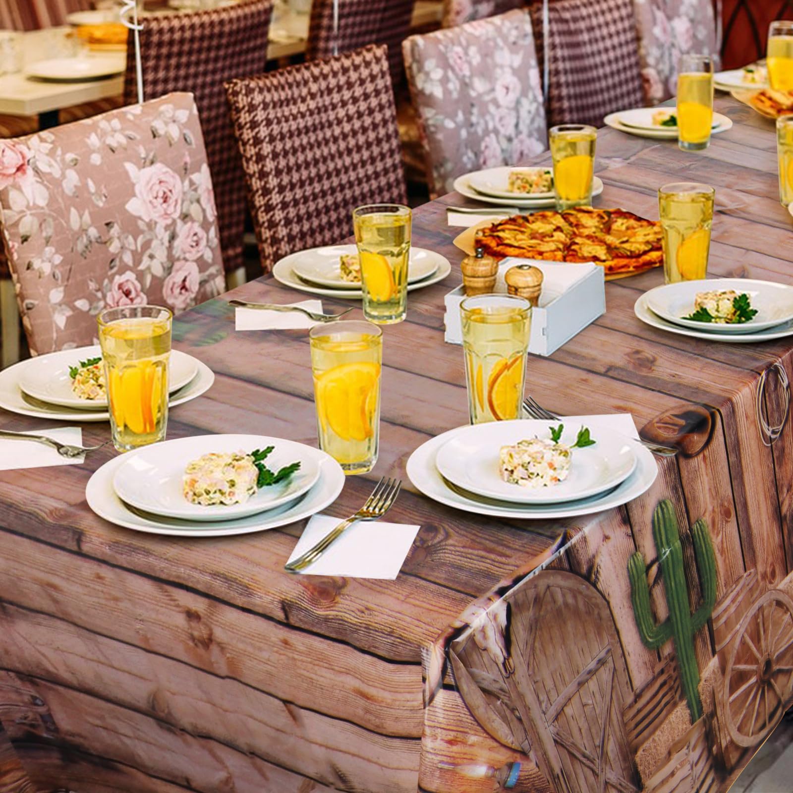3 Pack Disposable Plastic Western Cowboy Party Tablecloths - Rustic Farmhouse & Western Theme Decor for Birthday Parties, Outdoor & Indoor Events - Perfect for BBQ, Picnics, and Western-Themed Celebrations