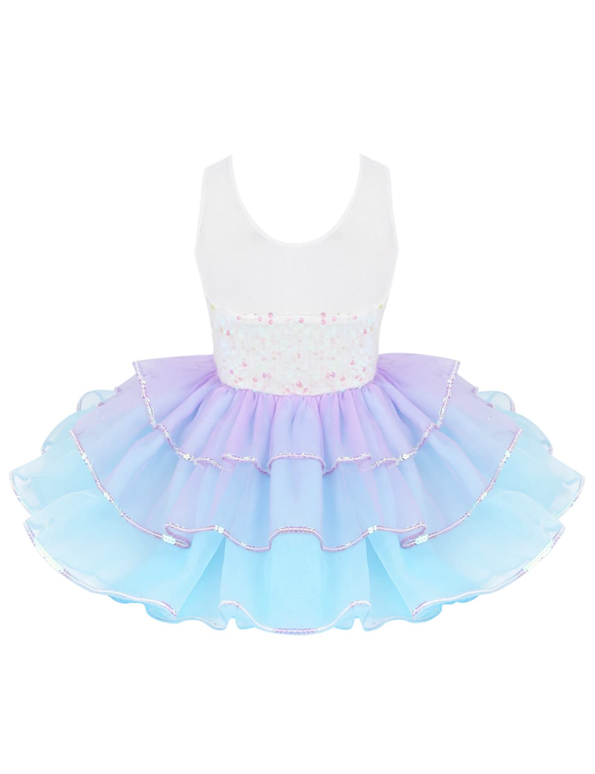 TiaoBug Girls' Ballet Dance Tutu Dress - Shiny Sequins Mesh Ruffled Leotard for Ballet, Gymnastics, Recital & Performance - Perfect for Dance Competitions, Birthday Parties & Photo Shoots
