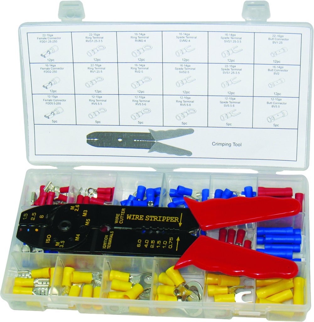 Swordfish 71150-157pc Terminal & Crimping Tools Kit - Professional Electrical Connector Crimper Set for Automotive, Marine & DIY Wiring Projects