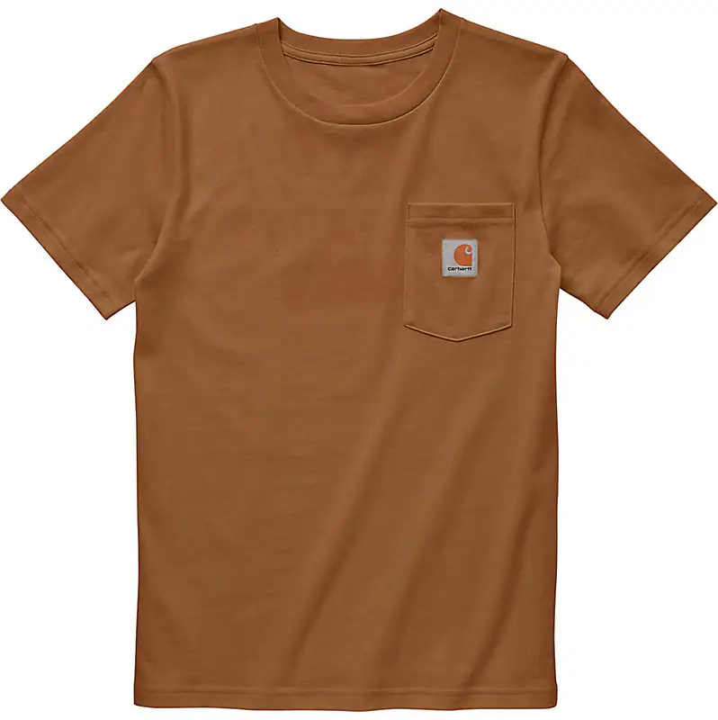 Carhartt Kids Short Sleeve Pocket T-Shirt - Durable Cotton Tee for Boys & Girls - Playground, School & Outdoor Activities