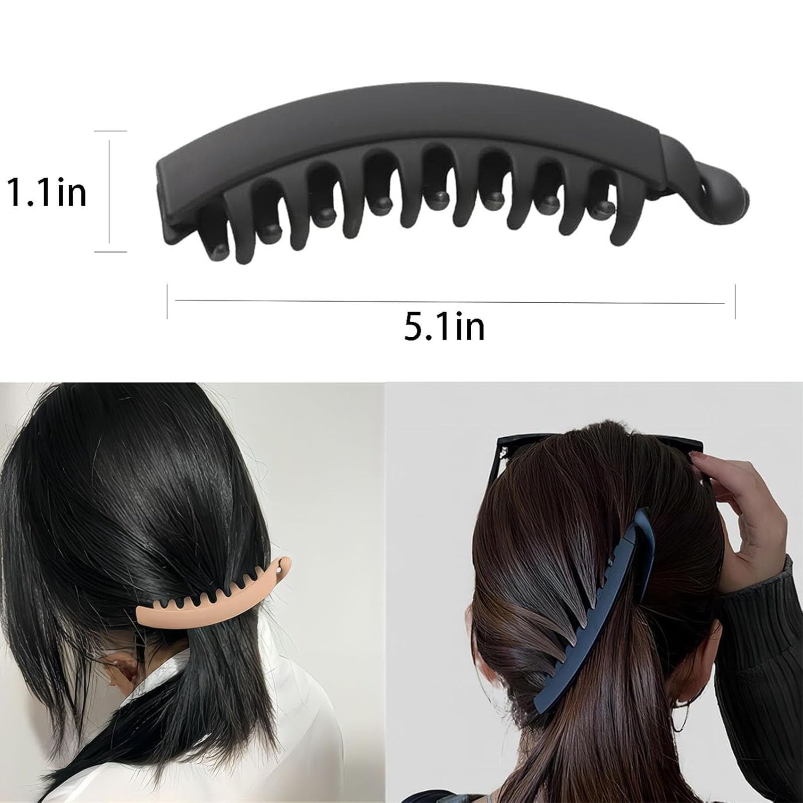 Banana Hair Clips for Women - 4.75 Inch Large Claw Clips for Thick Hair, Cute Hair Accessories (3 Pack) - Perfect for Ponytails, Buns & Everyday Styling