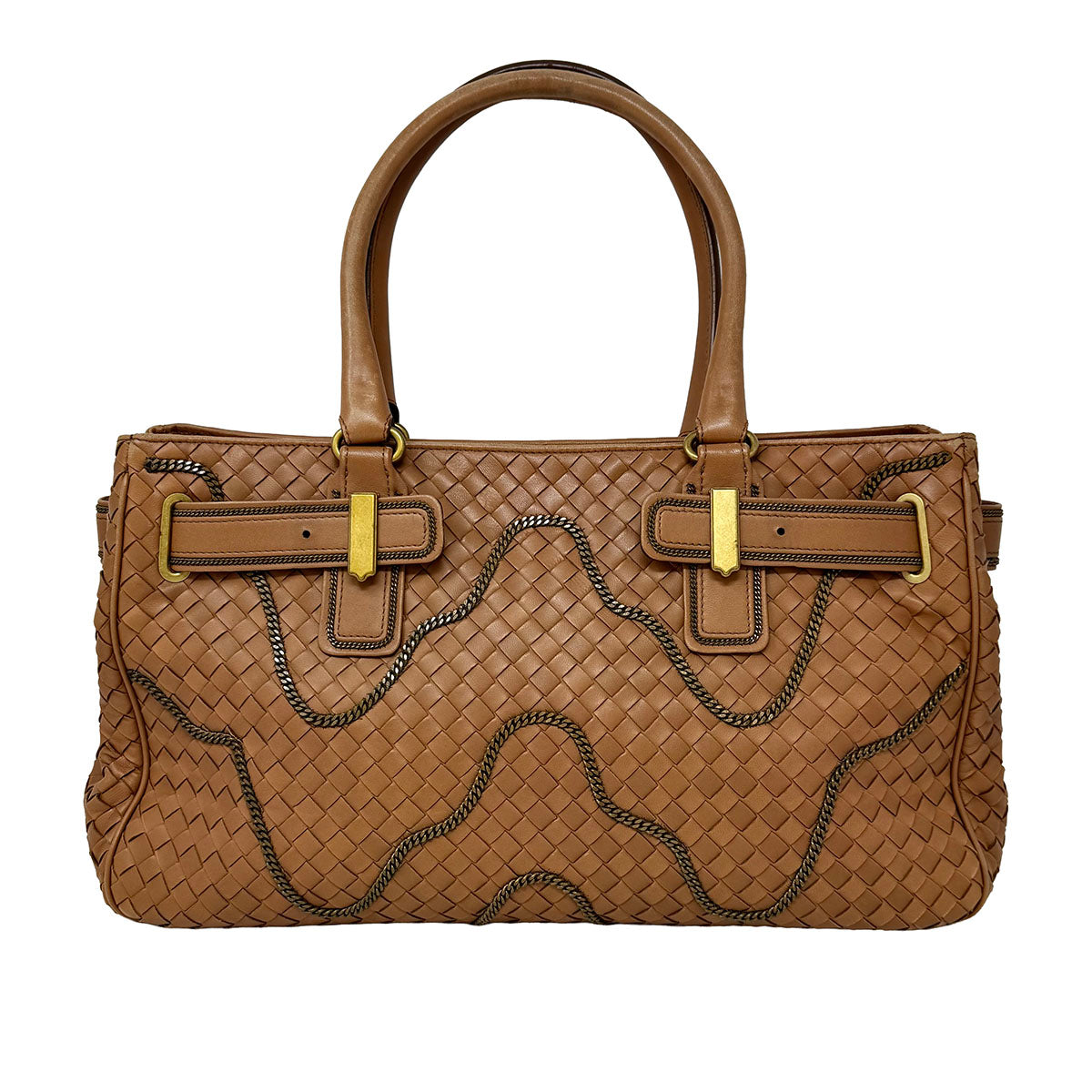 Bottega Veneta Intrecciato Leather Tote Bag with Chain Strap - Stylish Designer Handbag for Women, Perfect for Work, Travel and Everyday Use