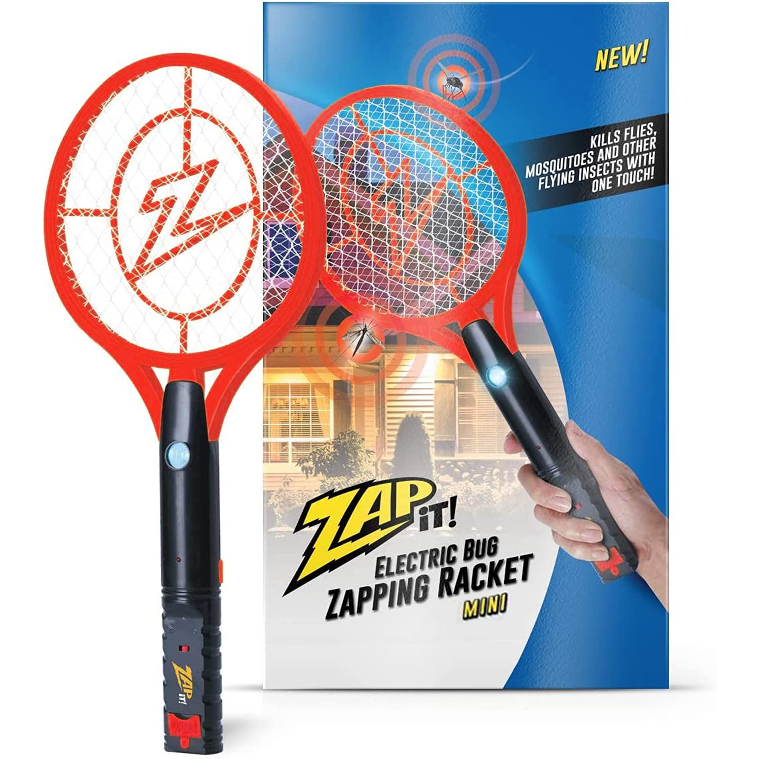 ZAP IT! Rechargeable Electric Bug Zapper Racket - 4000V USB Fly Swatter for Mosquitoes & Insects | Indoor/Outdoor Pest Control for Home, Camping & Backyard (Red)