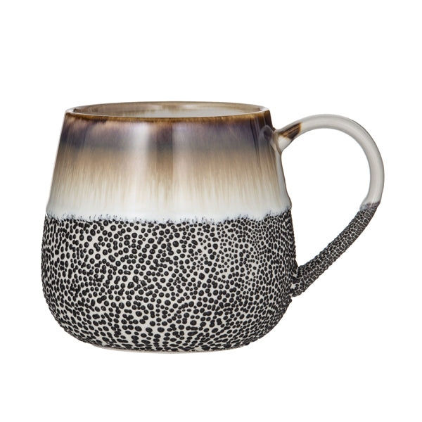 Premium Handcrafted Stoneware Mug - Leaf & Bean Design - Perfect for Coffee, Tea & Hot Beverages - Ideal for Home, Office & Gifts